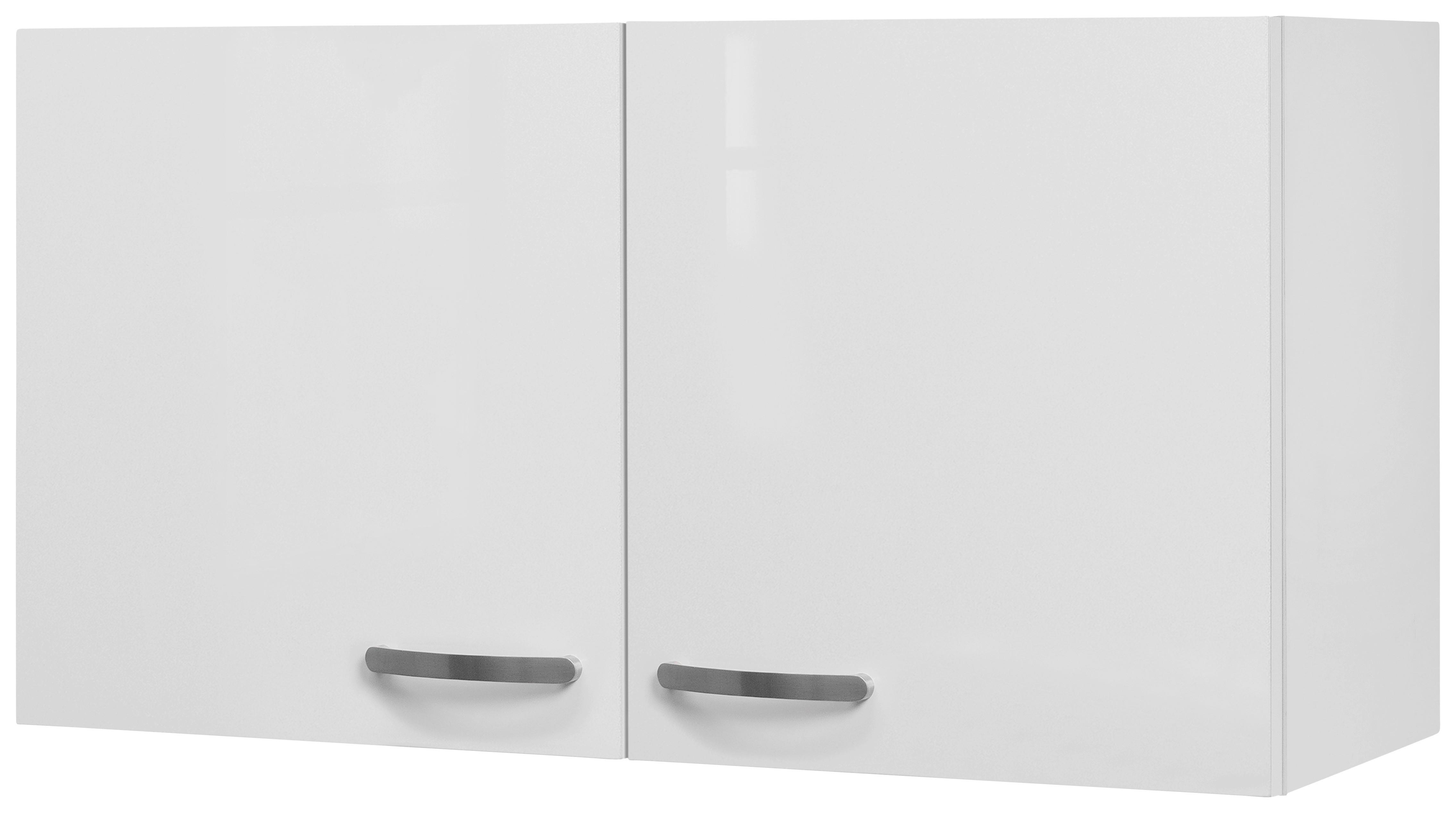 Küchenoberschrank Alba ca. 100x54,8 cm Weiß Hochglanz - Edelstahlfarben/Weiß Hochglanz, MODERN, Holzwerkstoff/Metall (100/54,8/32cm) - FlexWell