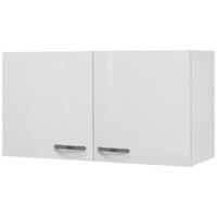 Küchenoberschrank Alba ca. 100x54,8 cm Weiß Hochglanz - Edelstahlfarben/Weiß Hochglanz, MODERN, Holzwerkstoff/Metall (100/54,8/32cm) - FlexWell