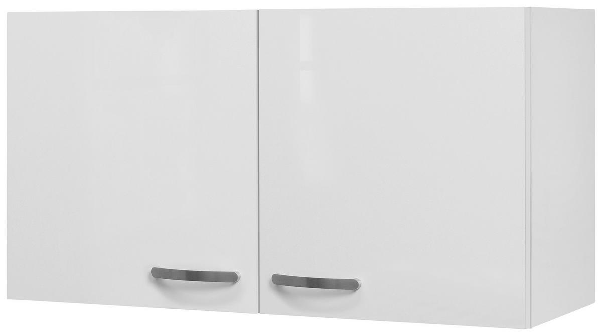 Küchenoberschrank Alba ca. 100x54,8 cm Weiß Hochglanz - Edelstahlfarben/Weiß Hochglanz, MODERN, Holzwerkstoff/Metall (100/54,8/32cm) - FlexWell