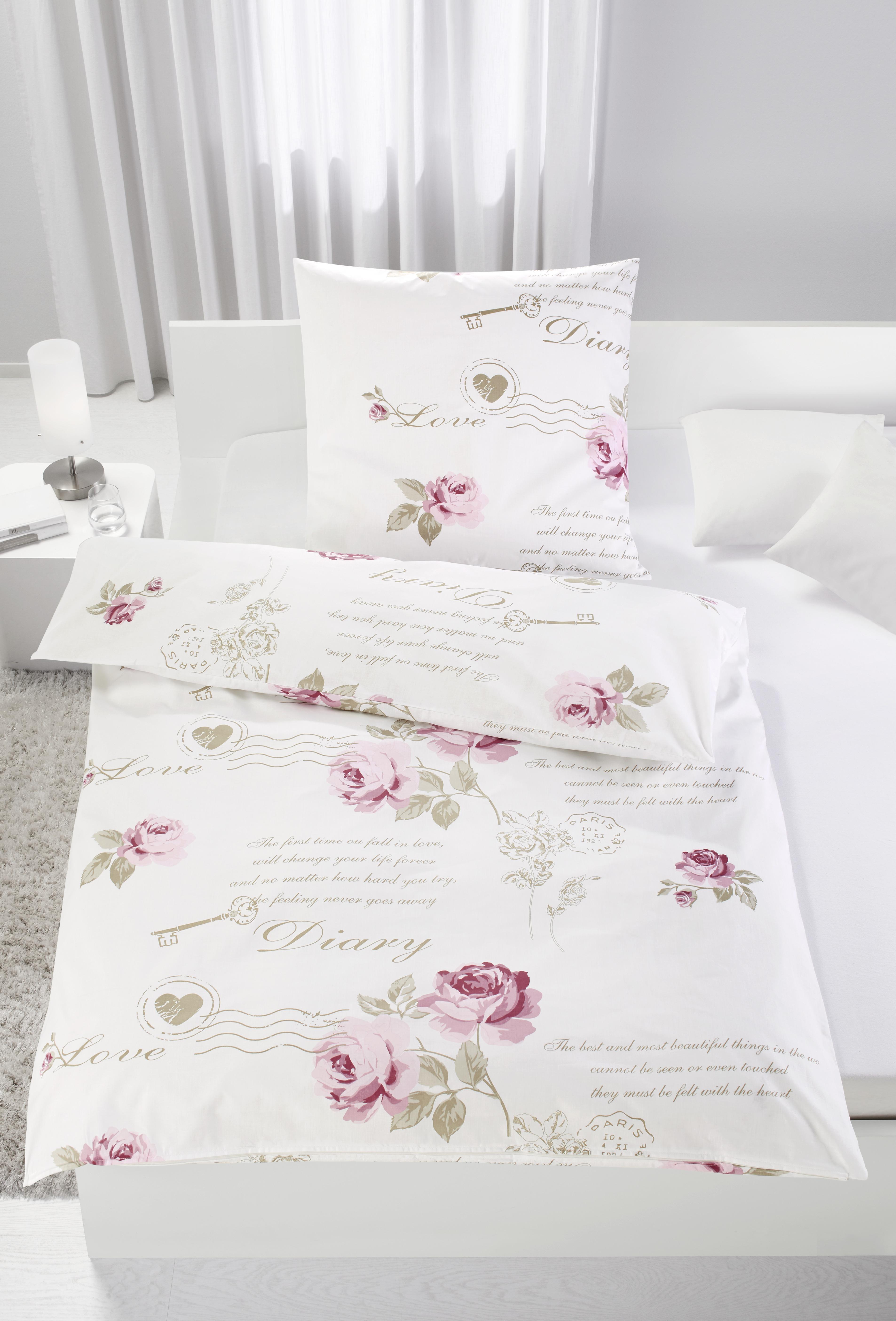 Bettwäsche Diary Rose ca. 135x200cm - Weiß, ROMANTIK / LANDHAUS, Textil (135/200cm) - Modern Living