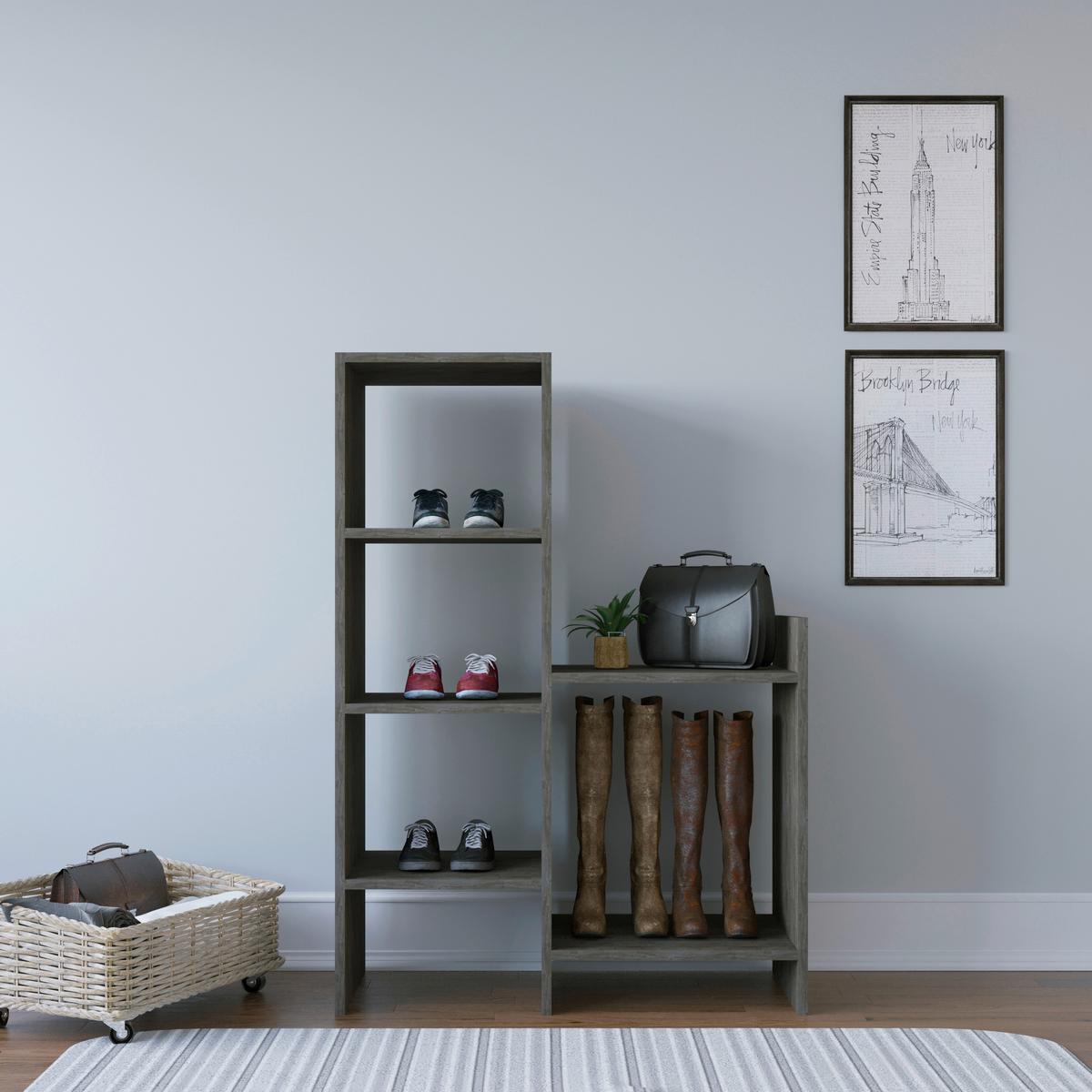 Regal Za Čevlje Earl - temni hrast, Design, leseni material (85,6/120/35,6cm) - Livetastic