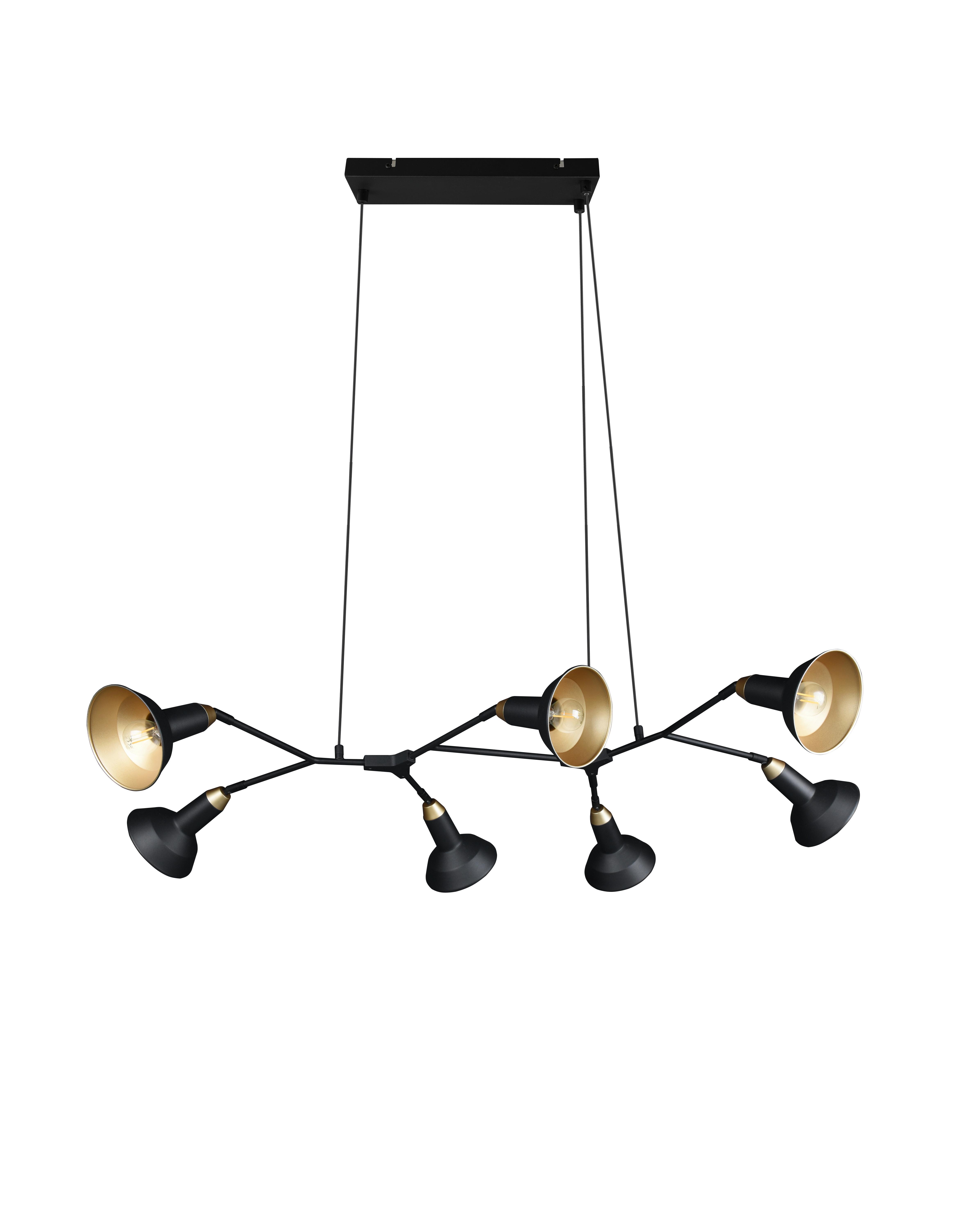 Hängeleuchte Roxie in Schwarz/Gold max. 10 Watt - Goldfarben/Schwarz, MODERN, Metall (113/69,5/150cm) - Trio Leuchten