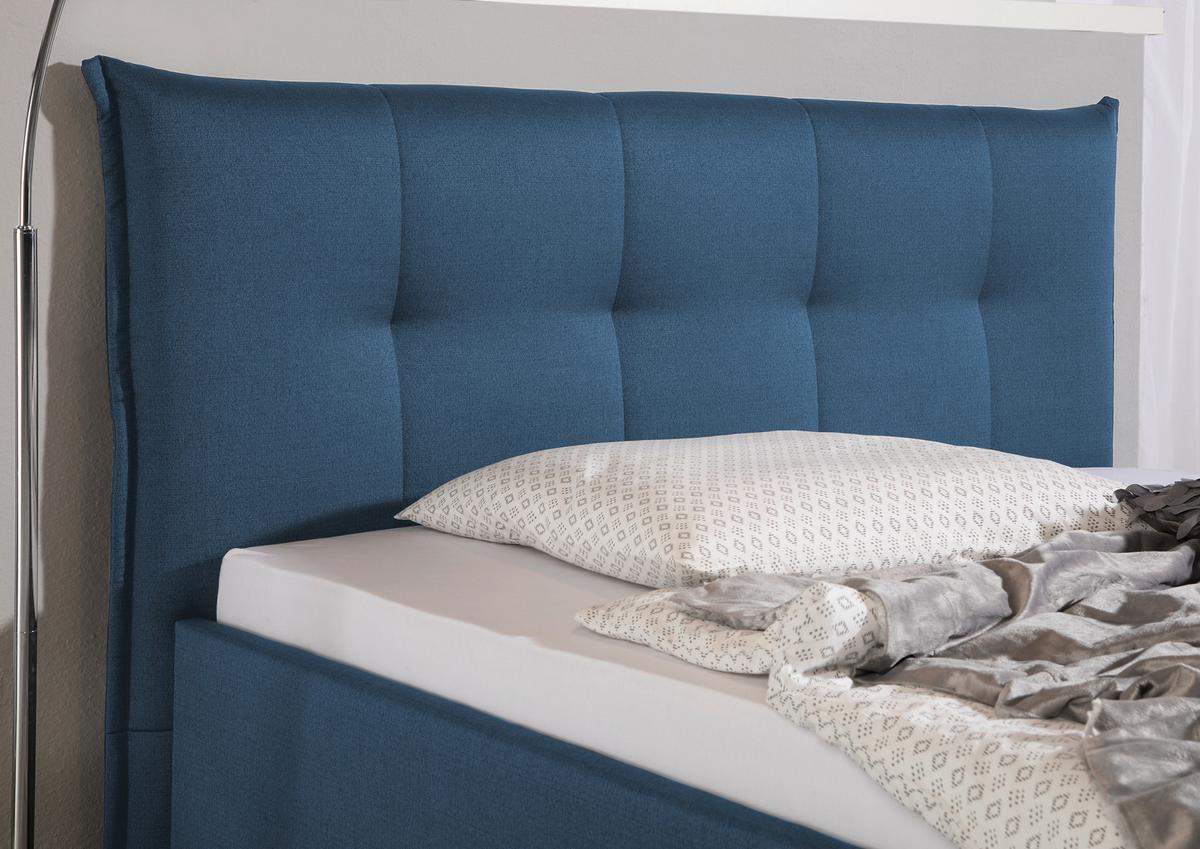 Polsterbett Fraser Blau ca. 160x200 cm - Blau/Alufarben, MODERN, Textil/Metall (160/200cm) - Livetastic