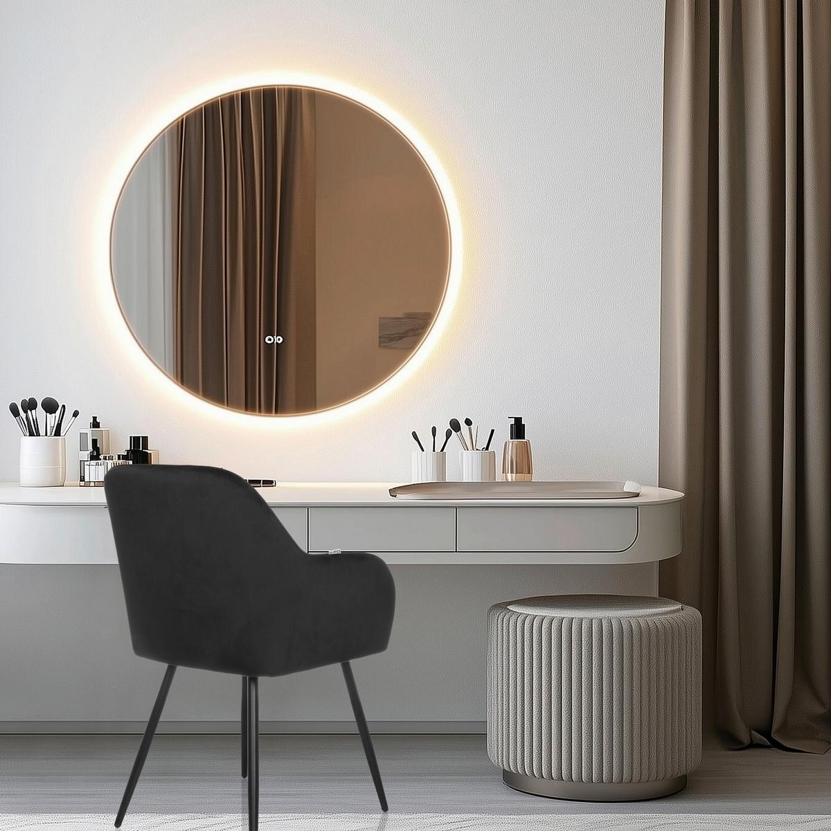 Naslanjač Charvelle, Črna - črna, Moderno, kovina/tekstil (55/86/58cm) - MID.YOU