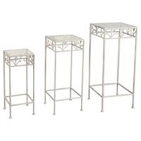 Stojalo Za Rože Paula, 3-Delni Set, Bela, Železo - bela, Moderno, kovina (30x70x30/25x60x25/20x50x20cm)