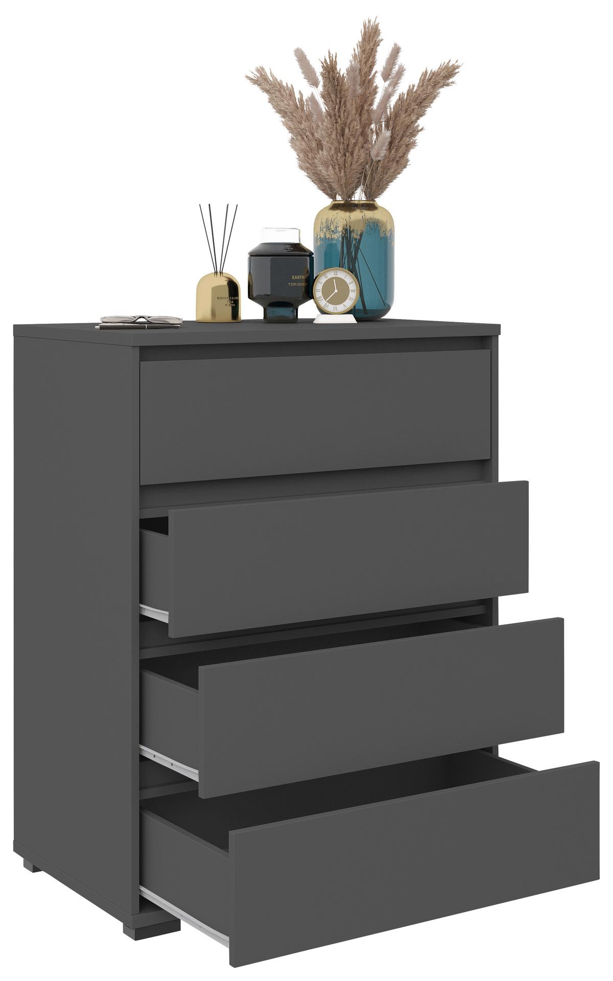 KOMODA LINE - antracytowy, Design, materiał drewnopochodny/tworzywo sztuczne (80/103/48cm) - Carryhome