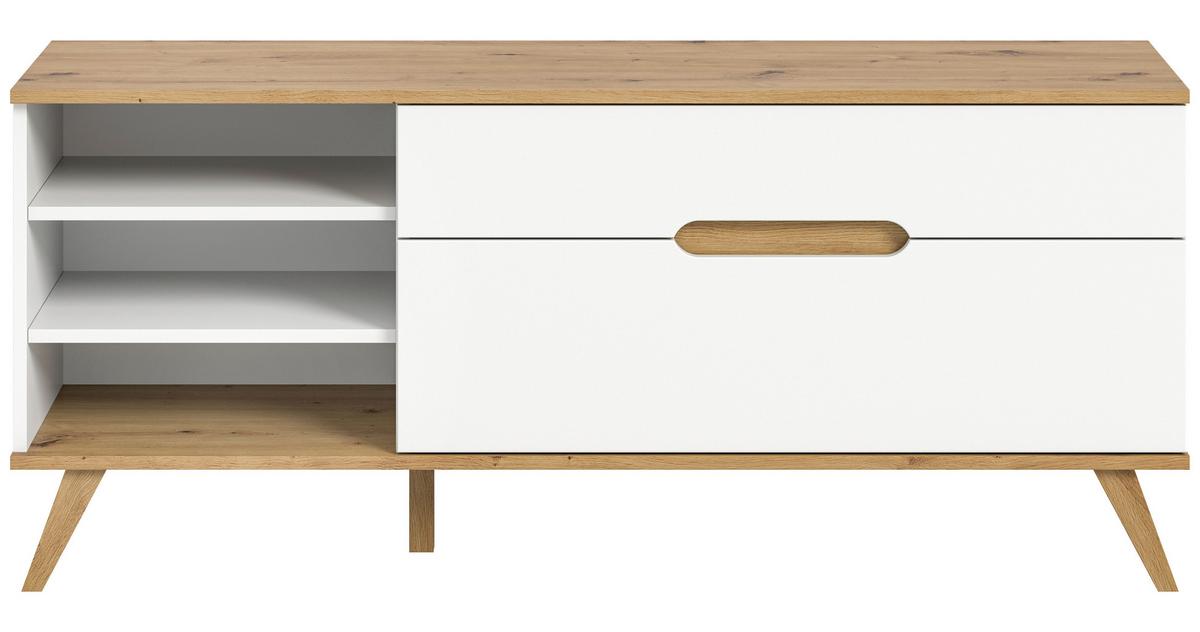 Tv Komoda Stockholm - bijela/boje hrasta, Design, drvni materijal (140/60/40cm) - Modern Living