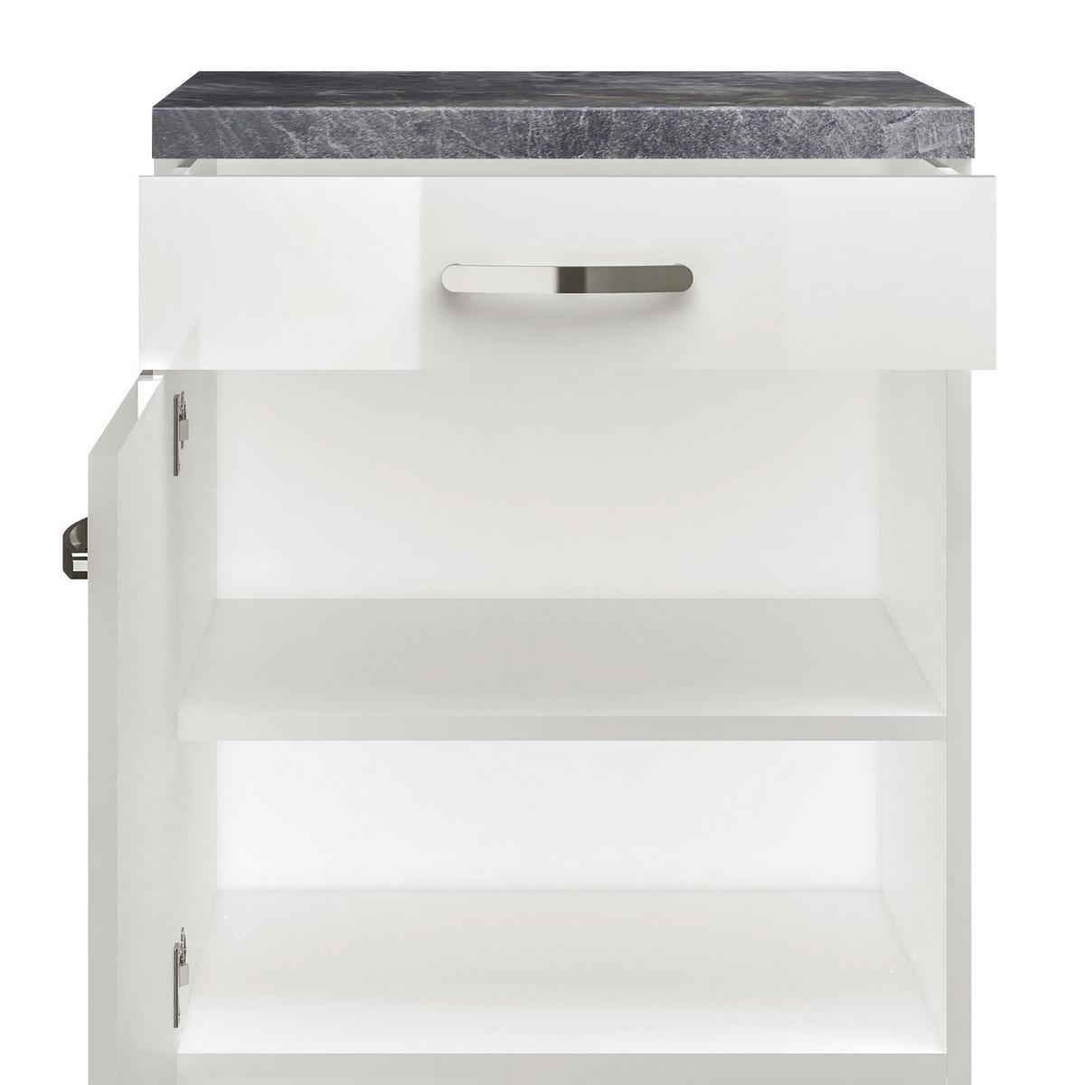 Kuhinjska Spodnja Omarica Alba, Bela, Š. 60 Cm - barve nerjavečega jekla/bela, Moderno, kovina/leseni material (60/86/60cm) - FlexWell