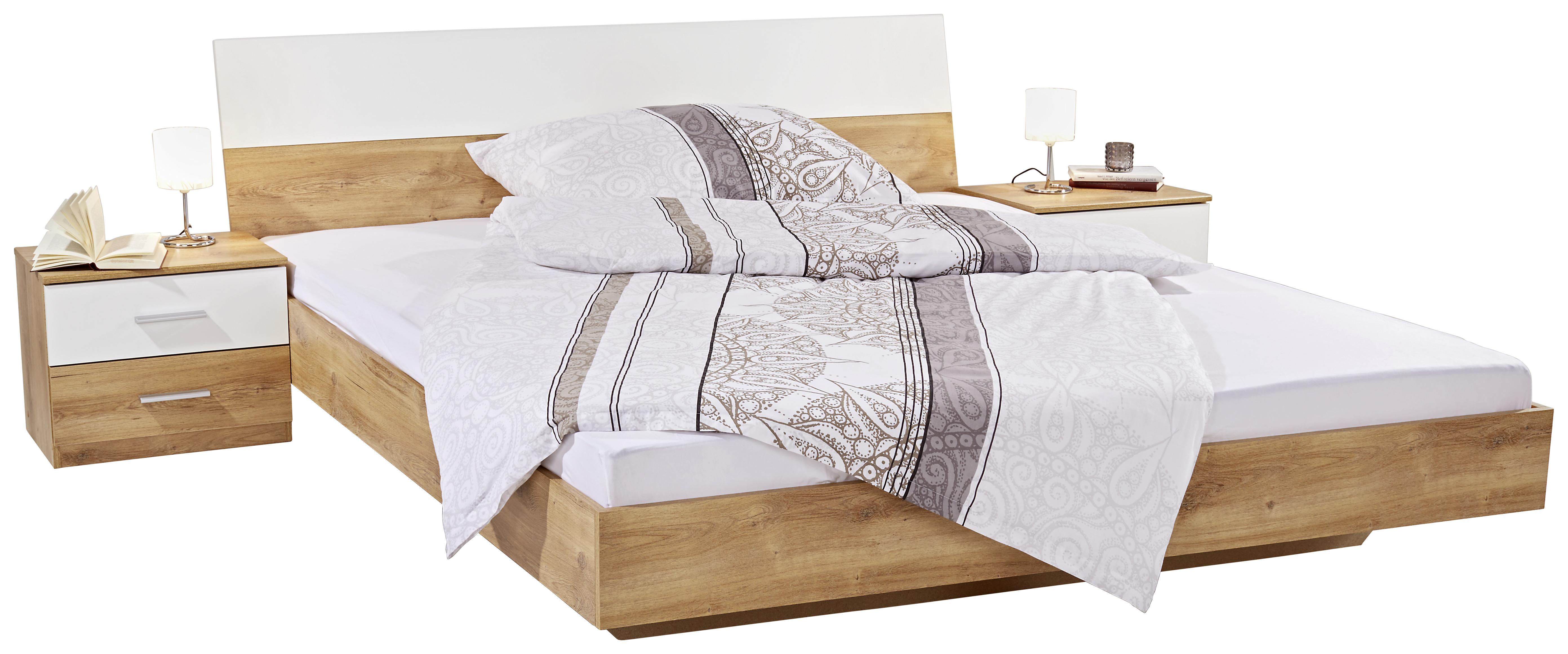 Spavaća Soba Katrin - bijela/boje hrasta, Konvencionalno, drvni materijal (180/200cm) - Based