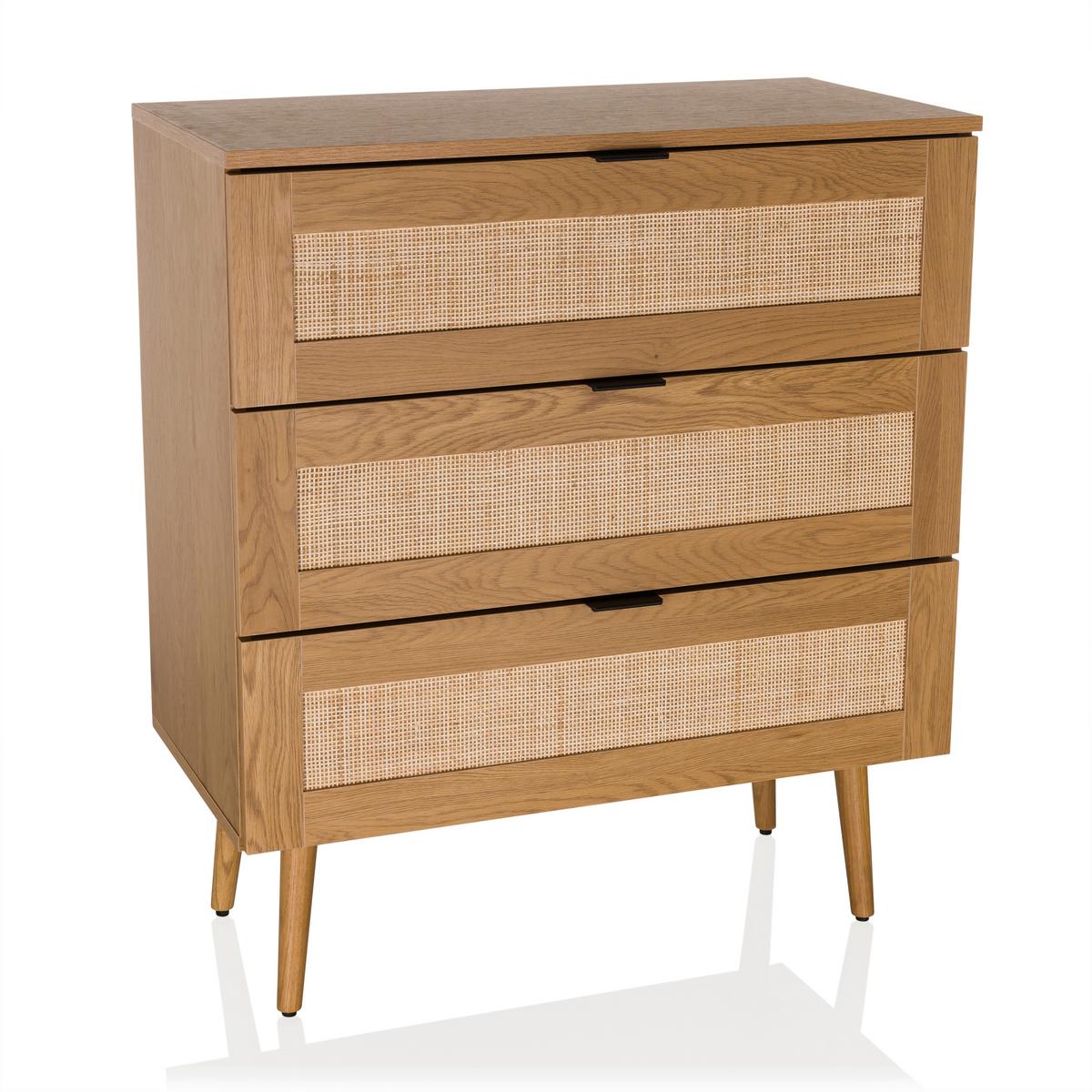 Komoda Boheo, Barva Hrasta - črna/barve hrasta, Moderno, leseni material (80/90/40cm) - MID.YOU