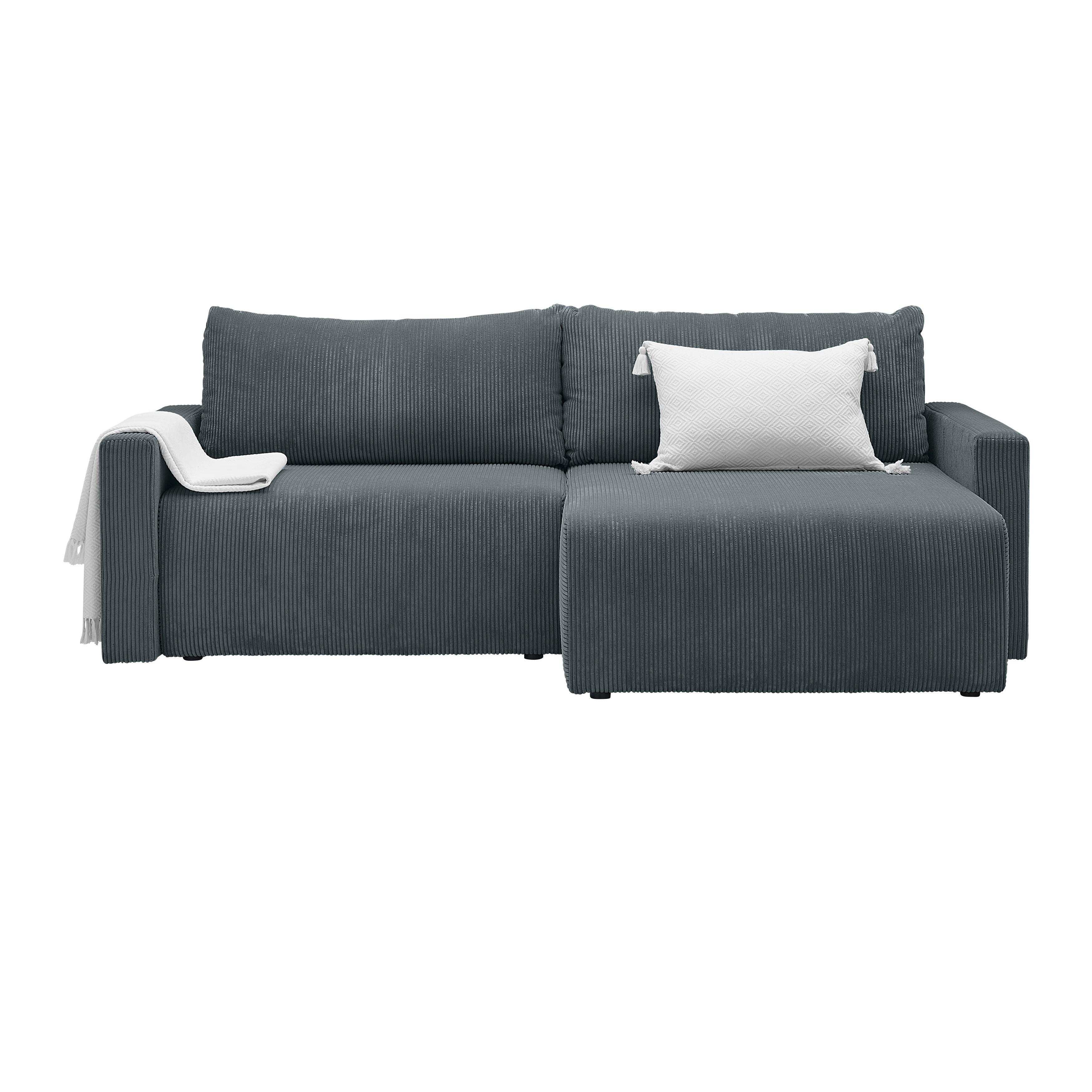 Ecksofa Dios Dunkelgrau - Dunkelgrau/Schwarz, MODERN, Holz/Kunststoff (228/91/146cm) - Based
