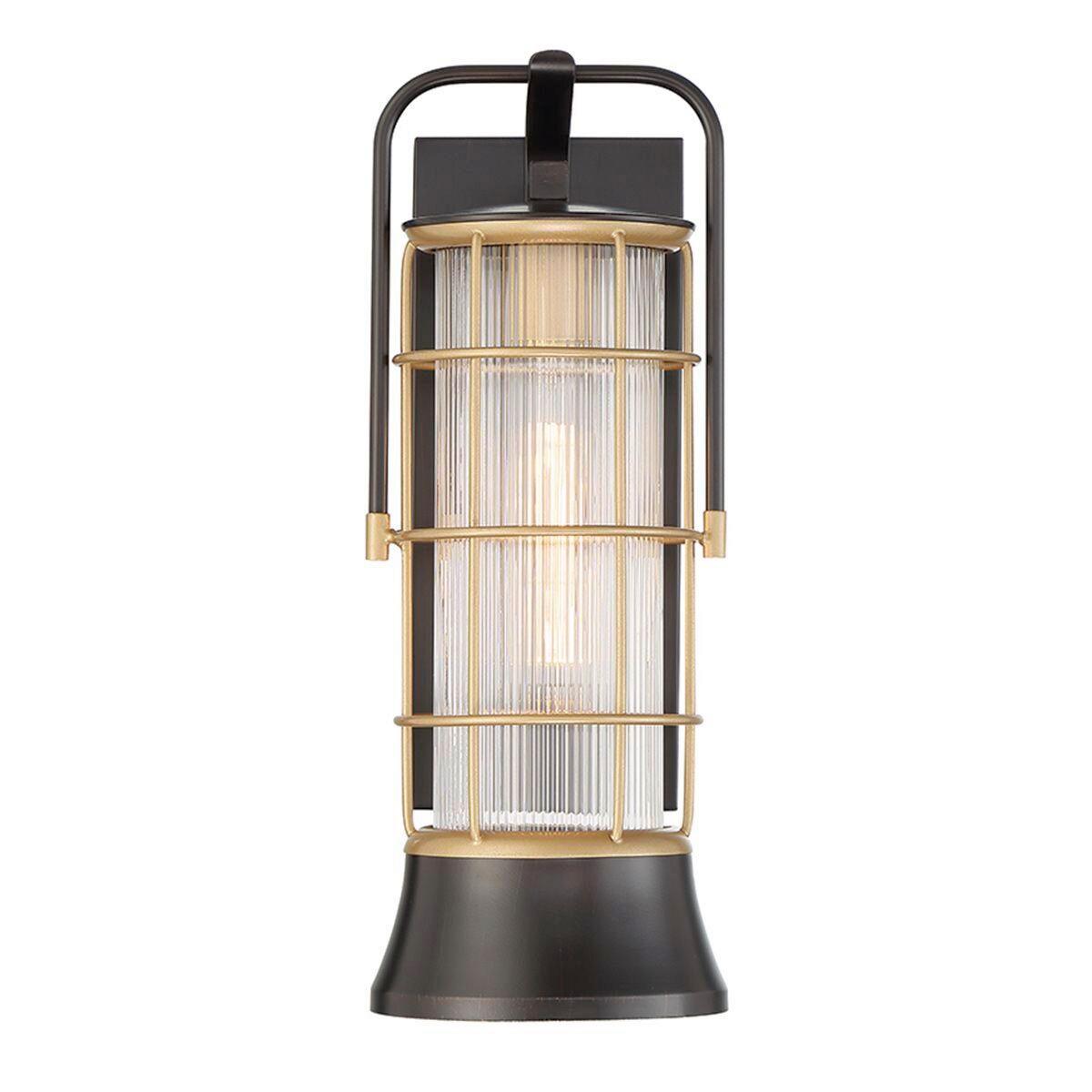 Kültéri Falilámpa Qn-Rivamar-M-Blk-Gd - többszínű, Konventionell, üveg/fém (41,1/15,3/18,4cm) - Elstead Lighting