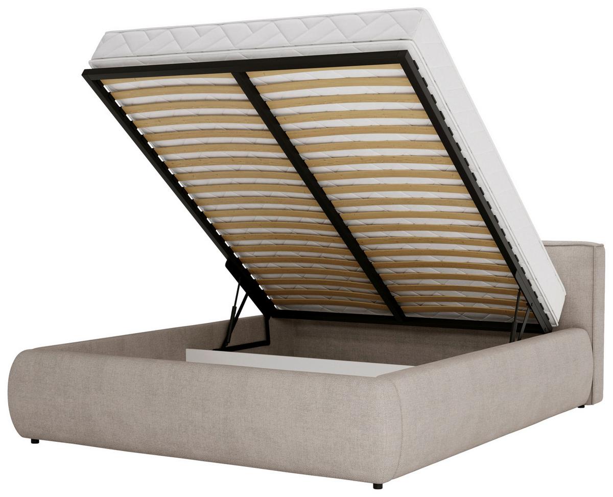 Polsterbett Olive Beige ca. 160x200 - Sandfarben/Beige, KONVENTIONELL, Holzwerkstoff/Kunststoff (160/200cm) - Mömax