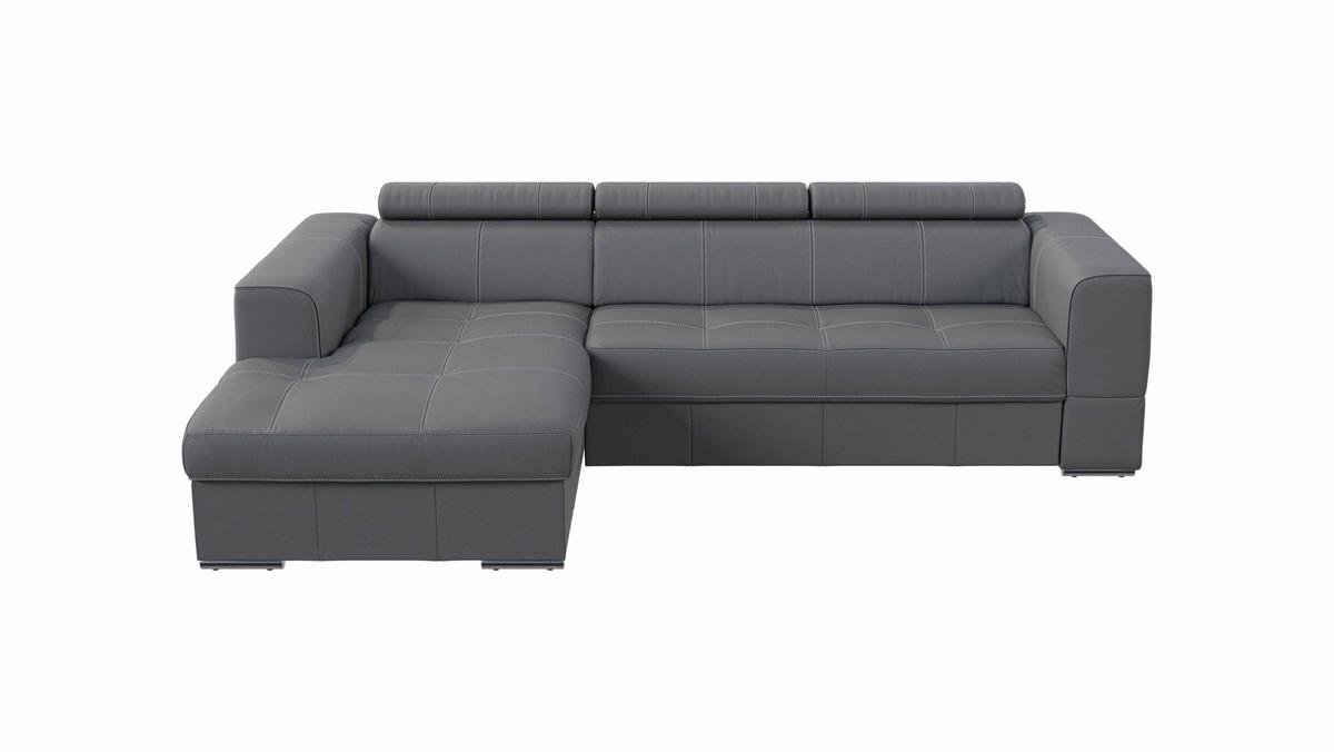 Sarokkanapé Ágyfunkcióval Go - szürke, Konventionell, bőr/faalapú anyag (174/274cm)