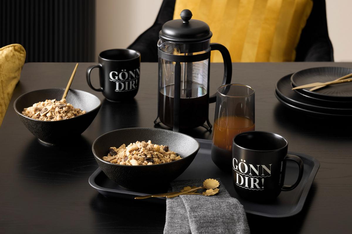 Kaffeebecher Gönn dir aus Porzellan ca. 350ml - Schwarz/Weiß, MODERN, Keramik (9/10cm)