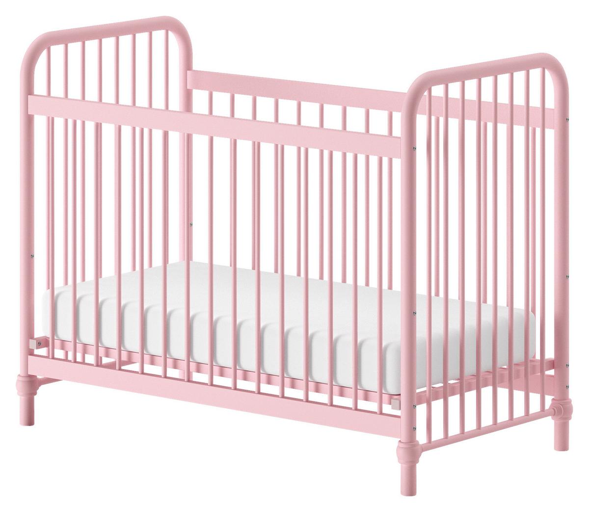 Gitterbett Bronxx ca. 60x120 cm Pink Matt - Pink, ROMANTIK / LANDHAUS, Metall (60/120cm) - Vipack