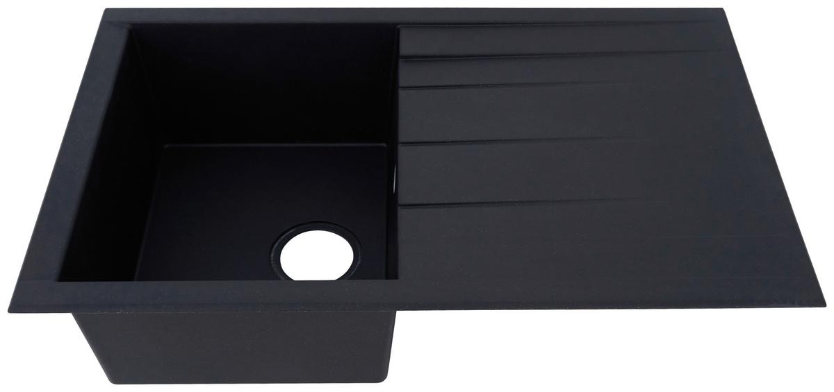 Einbauspüle Houston ca. 80x21x50 cm Schwarz - Schwarz, Trend, Glas/Kunststoff (80/21/50cm) - Respekta