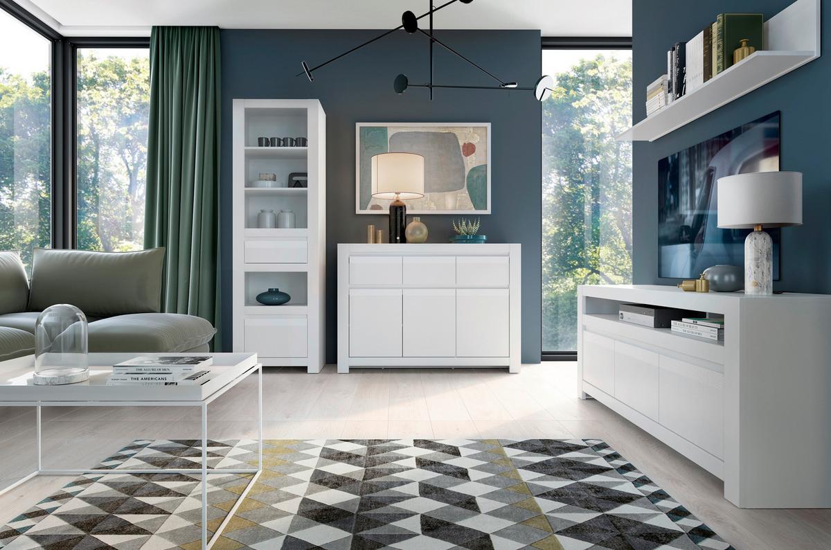 Polica Novi - bijela/crna, Moderno, drvni materijal/plastika (62/198/42,2cm) - Premium Living