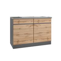 Spülenschrank Turin mit Spüle ca. 120x86 cm Graphit/Eiche - Eiche Wotan/Graphitfarben, Design, Holzwerkstoff (120/86/60cm) - Held