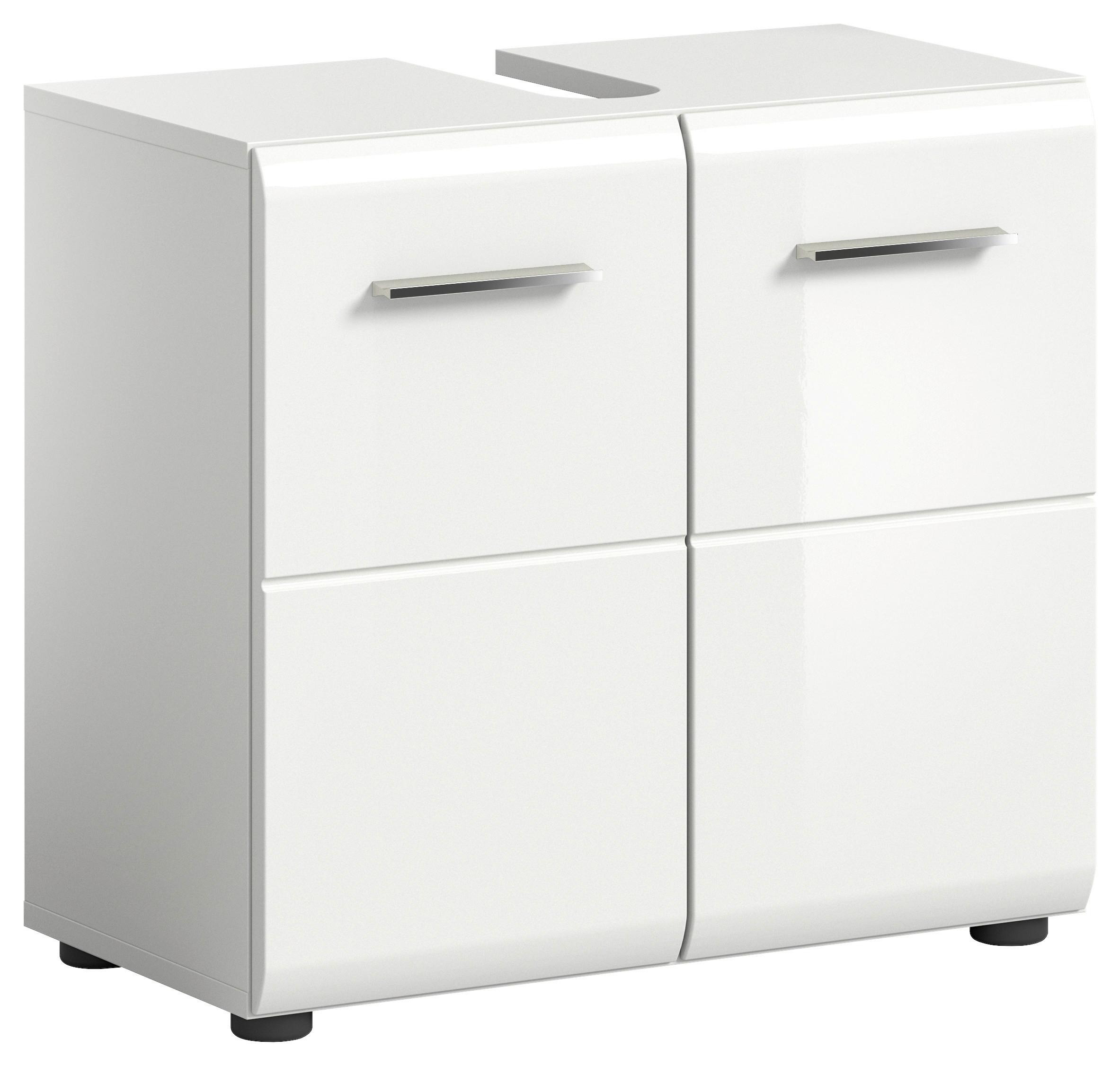 Waschbeckenunterschrank Ice ca. 60x54x32 cm Weiß hochglanz - Weiß Hochglanz/Anthrazit, MODERN, Holzwerkstoff (60/54/32cm) - MID.YOU
