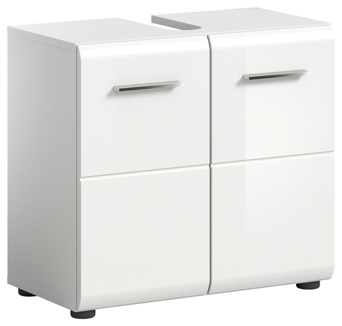 Waschbeckenunterschrank Ice ca. 60x54x32 cm Weiß hochglanz - Weiß Hochglanz/Anthrazit, MODERN, Holzwerkstoff (60/54/32cm) - MID.YOU
