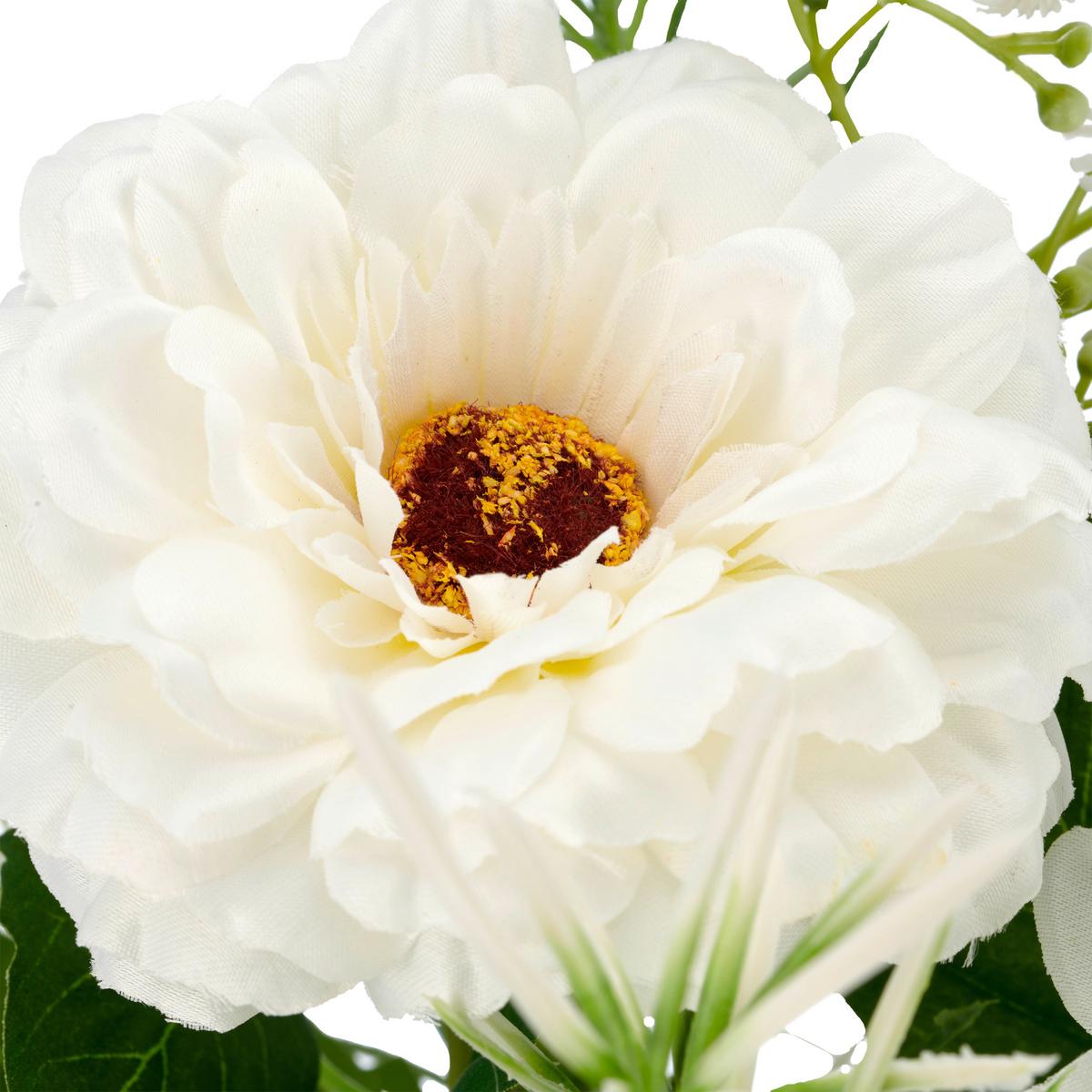 Kunstblume Cosmea Dahlienmixstrauss II Weiß/Grün - Weiß/Grün, Basics, Kunststoff/Textil (65cm) - Mömax