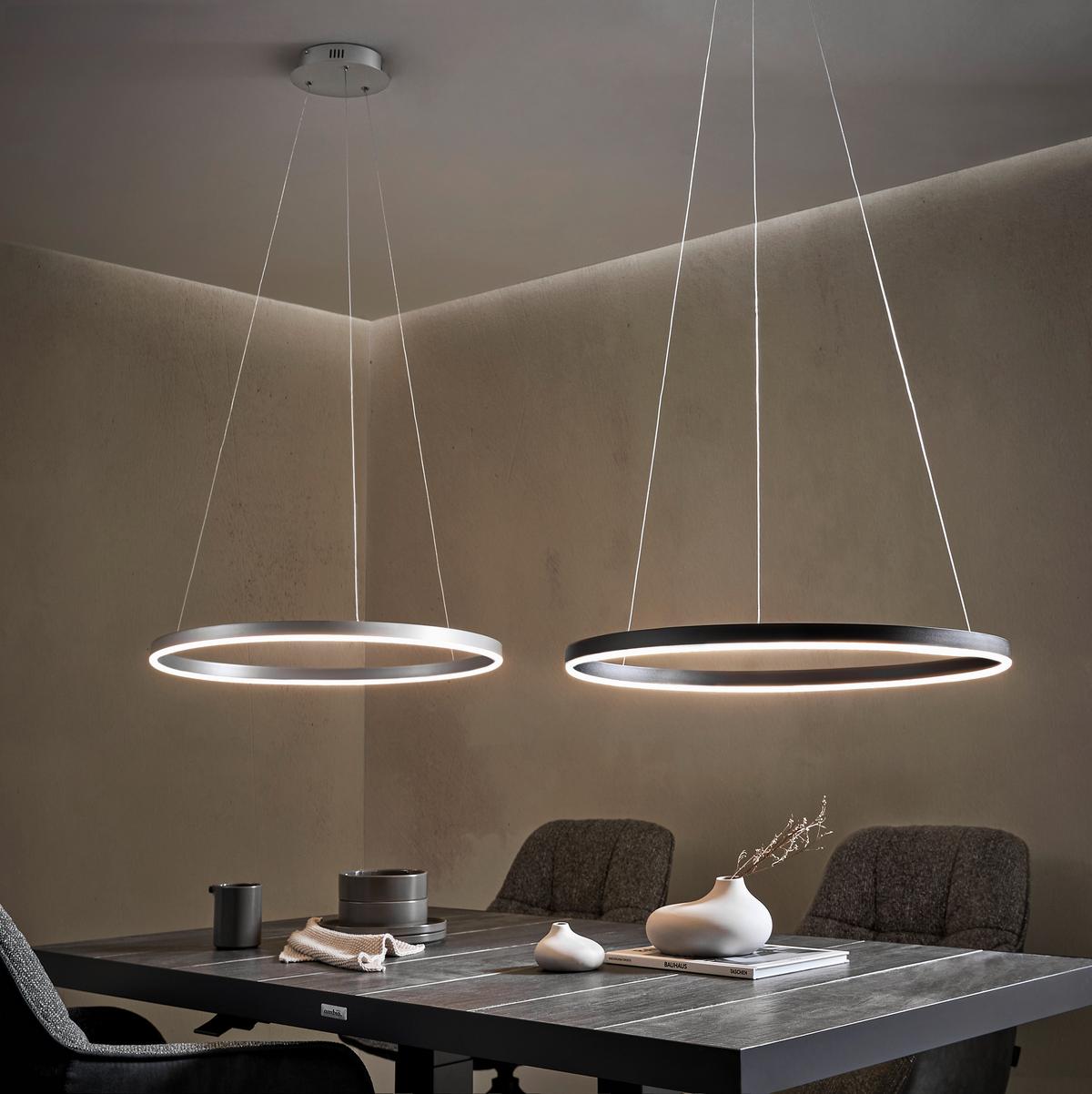 LAMPA WISZĄCA LED 15394-95 RITUS - kolor aluminiowy, Design, tworzywo sztuczne/metal (58,5/58,5/120cm)