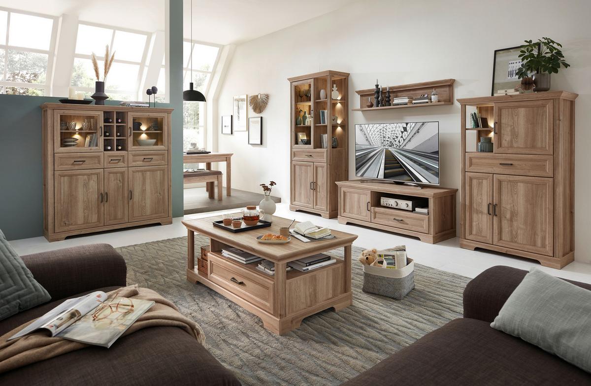 STOLIK KAWOWY VIENNA - kolor dębowy, Design, materiał drewnopochodny/metal (120/45/67cm) - MID.YOU