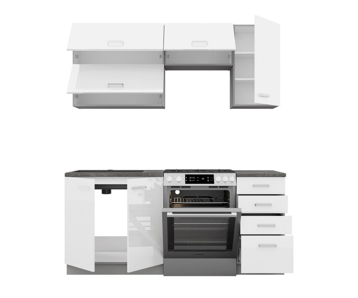 Blok Kuhinja Bianca - boja hroma/siva, Moderno, metal/pločasti materijal (180/214/60cm) - Modern Living