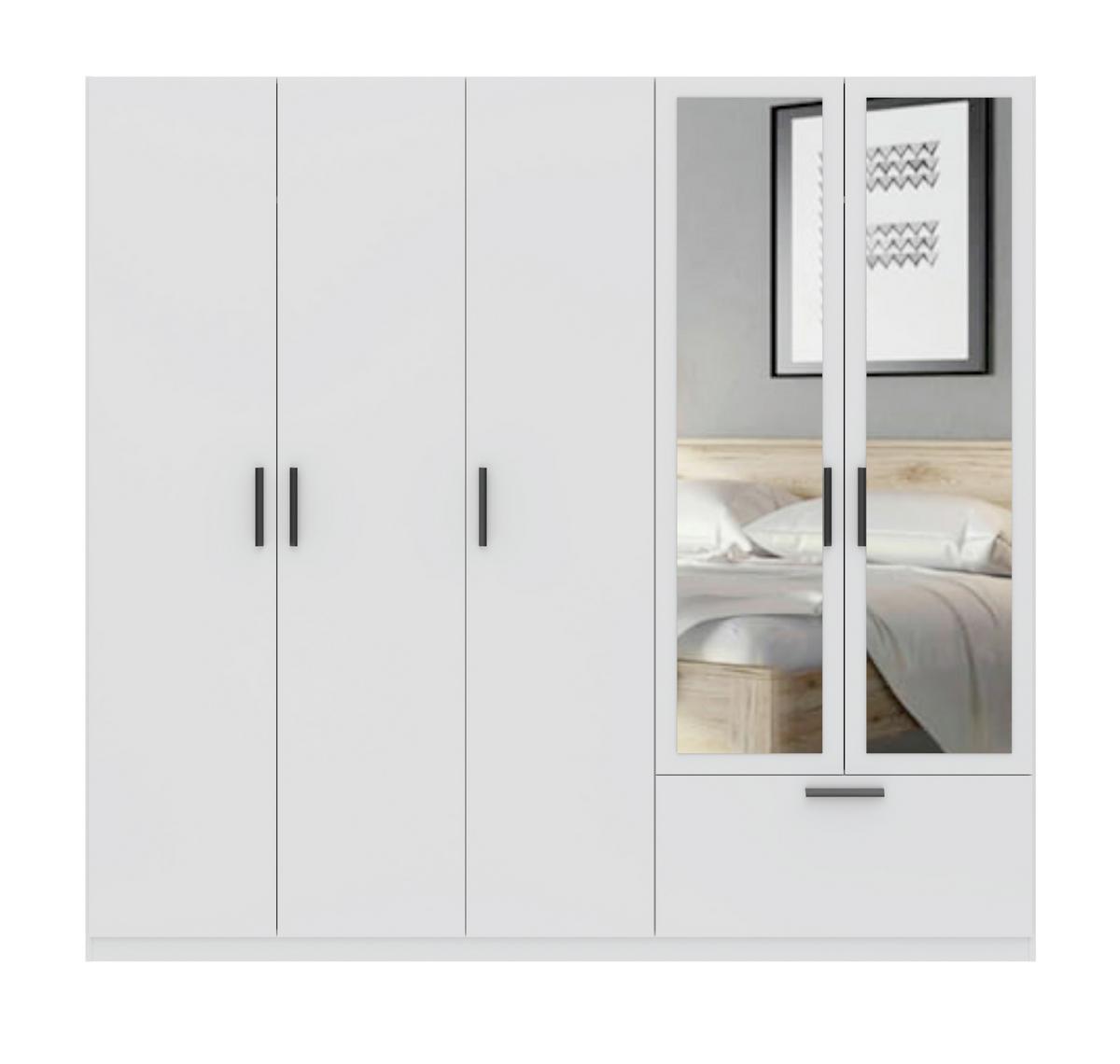 Omara S Klasičnimi Vrati Milos 5t1s2s - črna/bela, Moderno, umetna masa/steklo (225/210/54cm) - Mömax