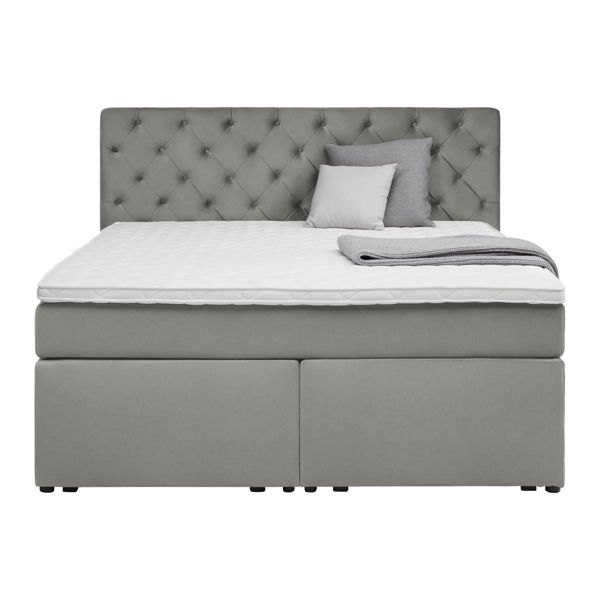 Boxspringbett Chester Grau ca. 180x200cm - Schwarz/Grau, Holzwerkstoff/Kunststoff (180/200cm) - Mömax
