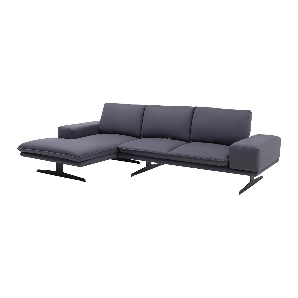 Sedežna Garnitura Larissa, Oblika L - siva/črna, Moderno, kovina/tekstil (290/82/160cm) - Bessagi Home