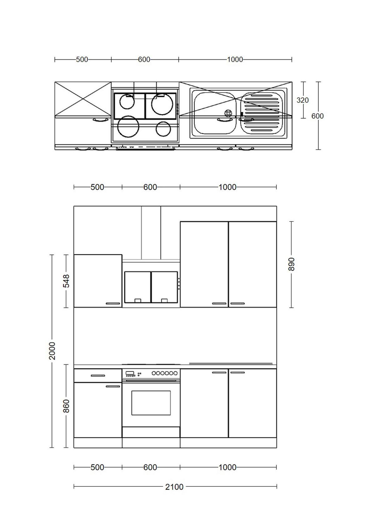 Kuhinjski Blok Z Aparati Nepal, Kašmir, Barva Hrasta - barve nerjavečega jekla/kašmir, Moderno, kovina/leseni material (210cm) - FlexWell