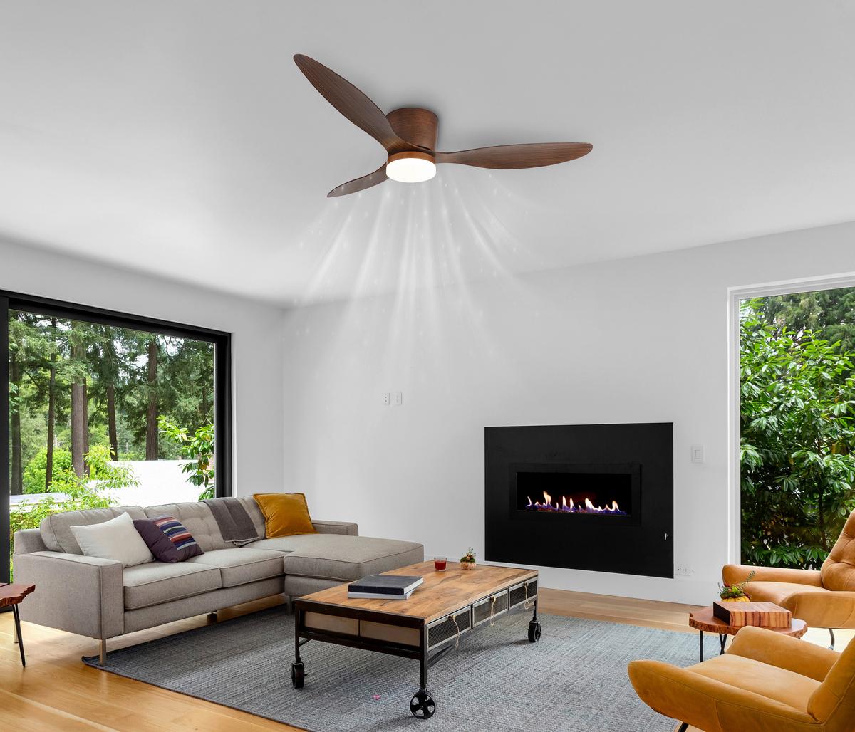 DECKENVENTILATOR 03666H ARMANDO - Dunkelbraun/Opal, Konventionell, Kunststoff/Metall (131,5/22,6cm) - Globo