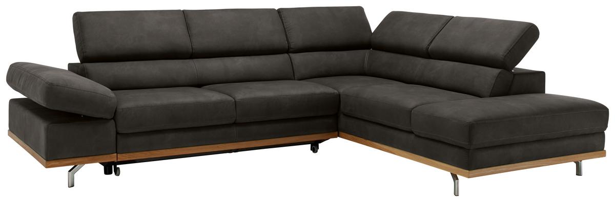 Wohnlandschaft Carmen Dunkelgrau - Chromfarben/Dunkelgrau, Konventionell, Holz/Textil (292/72/226cm) - Premium Living
