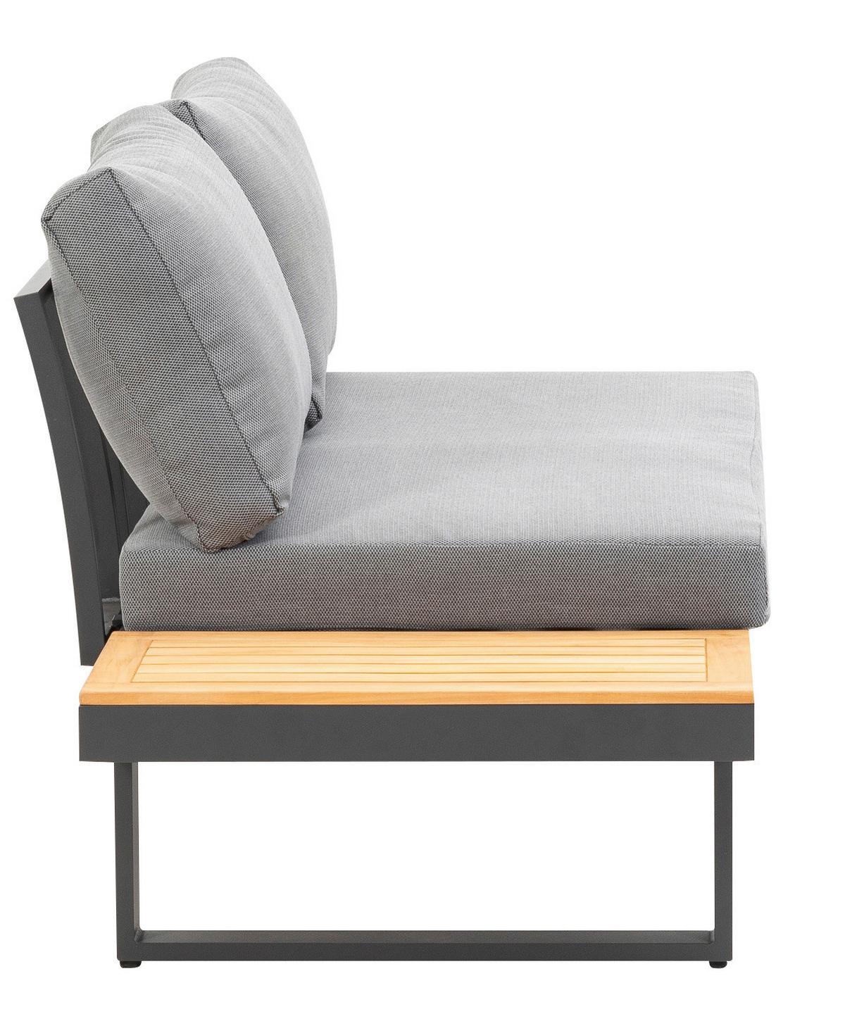 Loungegarnitur 3-tlg. Samara Holz/Metall/Textil mit Kissen - Anthrazit/Grau, Basics, Holz/Textil (253/70/175cm) - Gardenson