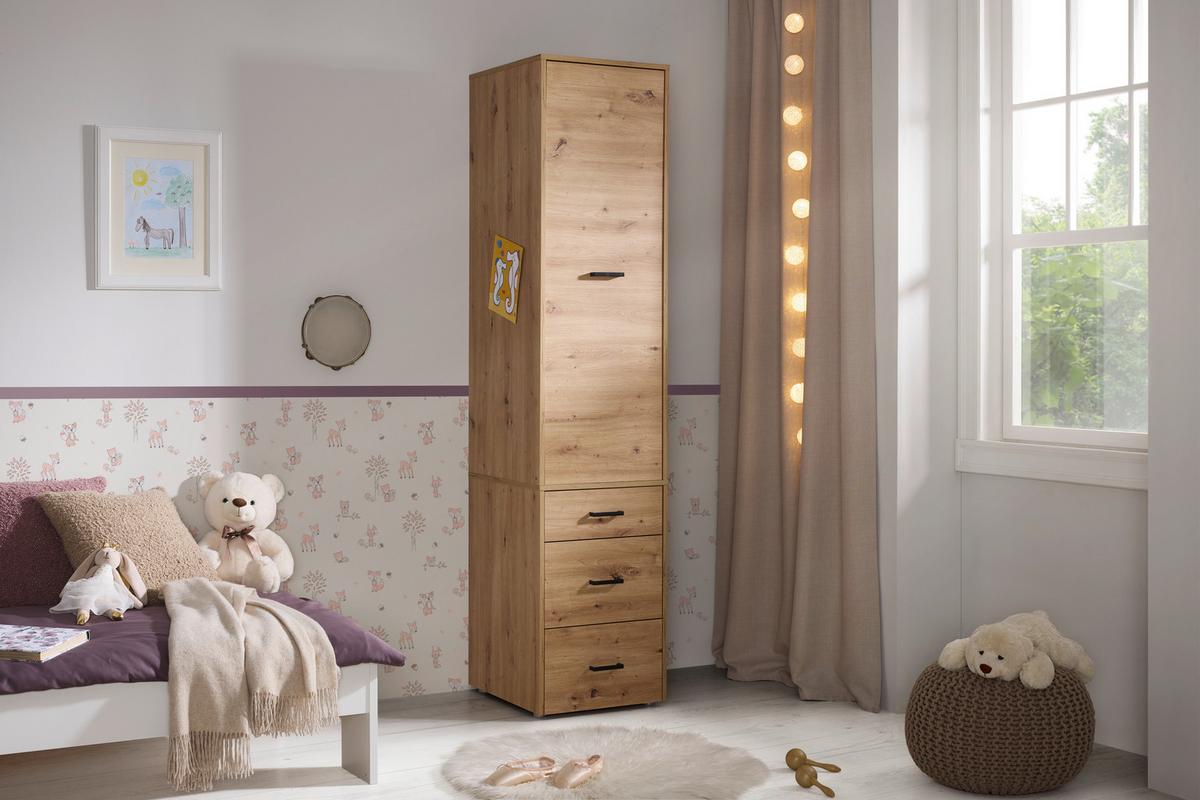 Unterbauschrank Kivo Eiche Artisan - Schwarz/Eiche Artisan, MODERN, Holzwerkstoff/Kunststoff (45/69,8/52,1cm) - Based