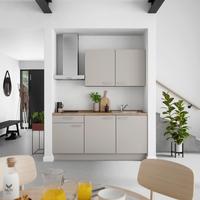 Küchenblock Touch Low m. Geräten Grau - Eiche dunkel/Edelstahlfarben, MODERN, Holzwerkstoff/Metall (180cm) - Nobilia