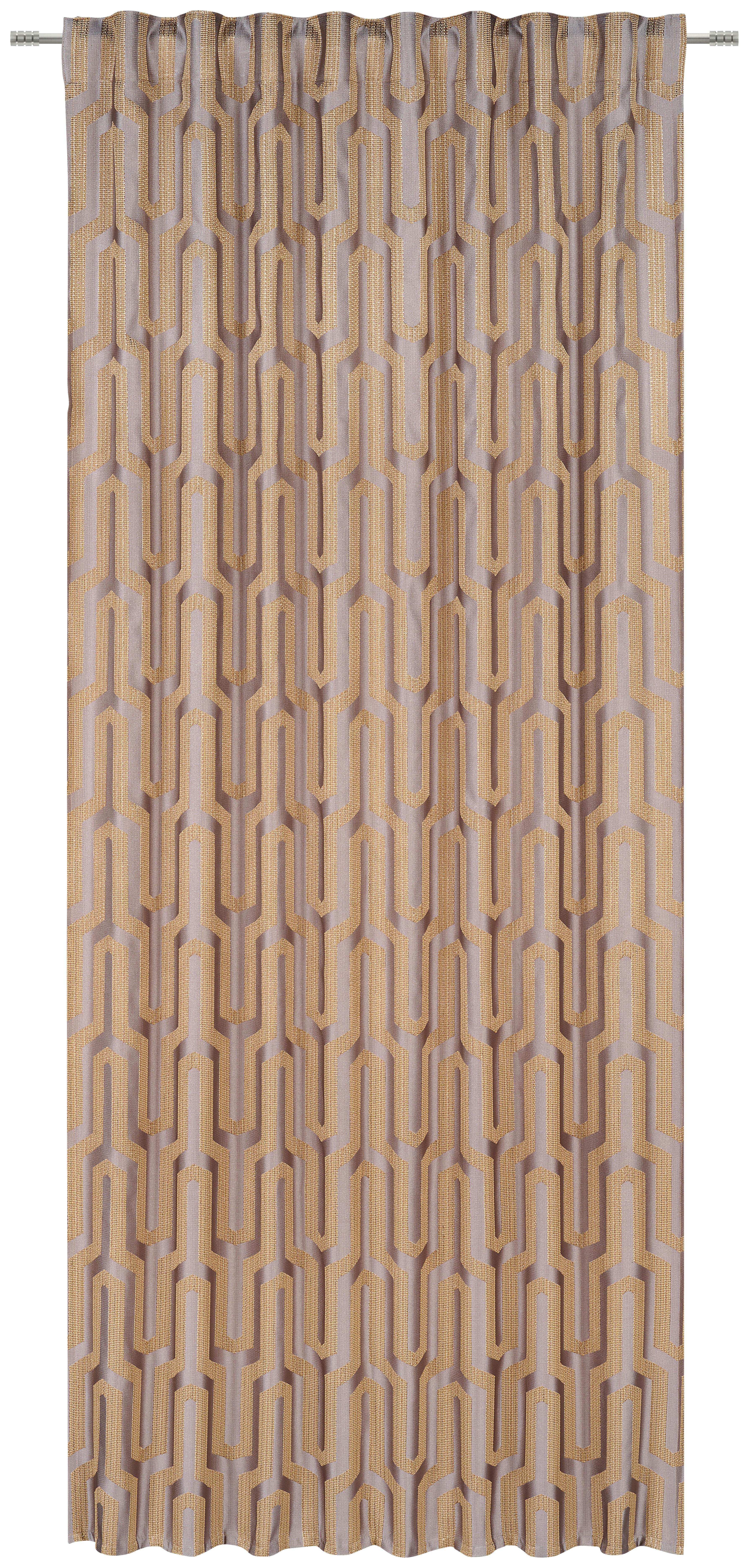 ZASŁONA GOTOWA MALFOY - kolor złoty/taupe, Design, tkanina (140/245cm) - Ambiente
