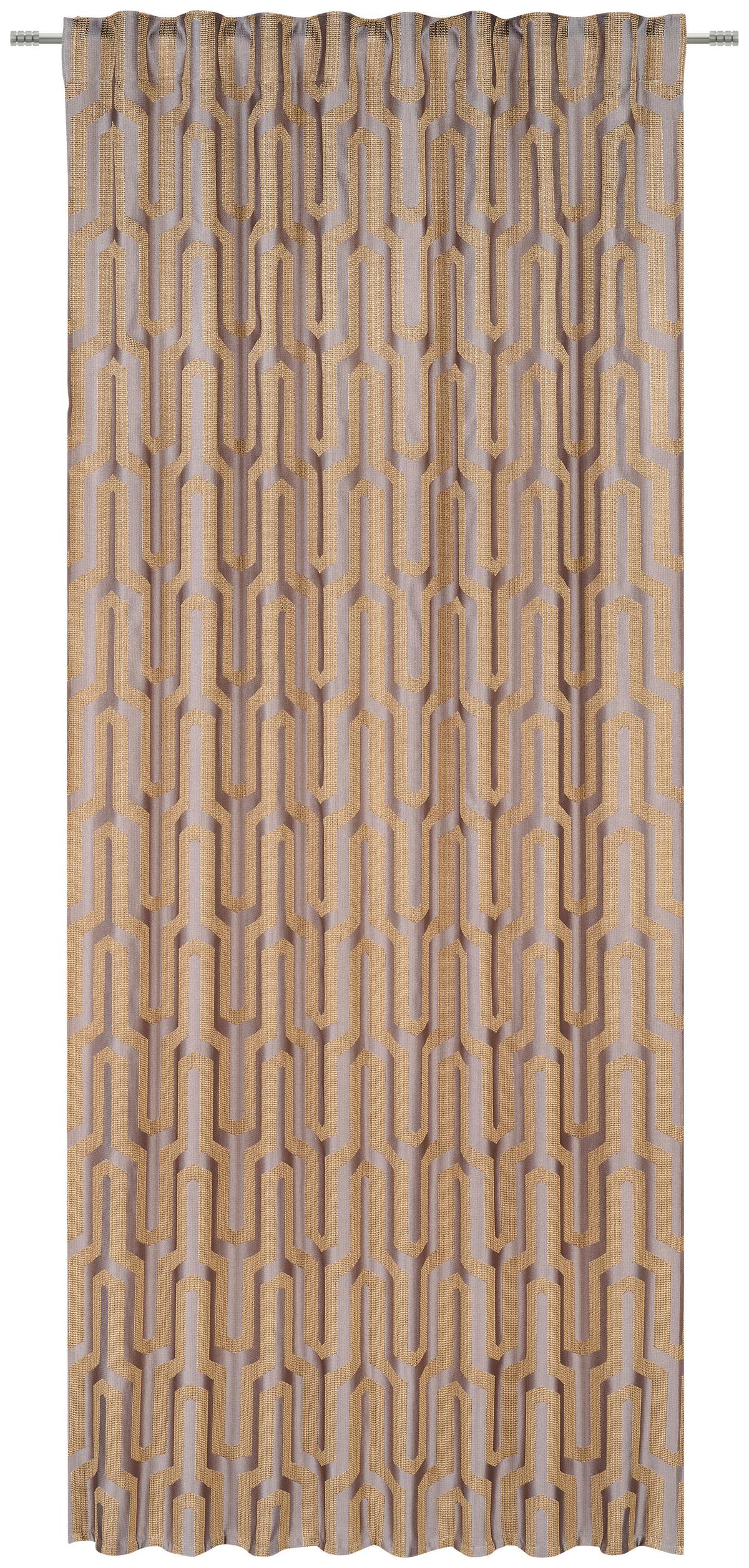 ZASŁONA GOTOWA MALFOY - kolor złoty/taupe, Design, tkanina (140/245cm) - Ambiente