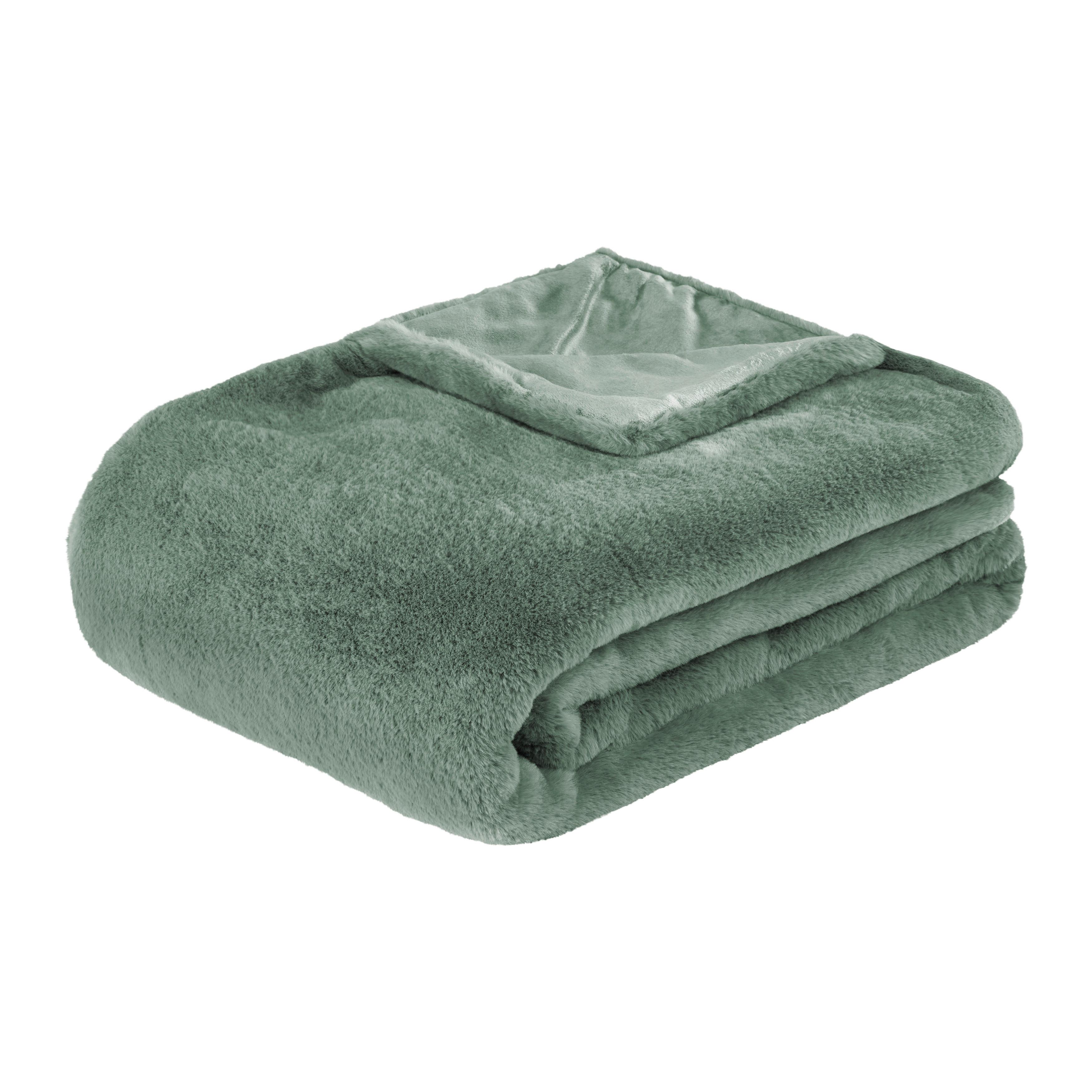 Krznena Odeja Liz - žadasto zelena, Moderno, tekstil (150/200cm) - Premium Living
