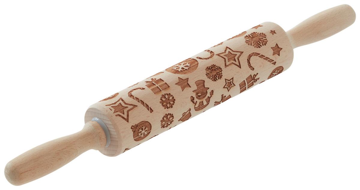 Motiv-Teigrolle Christmas Fable Natur - Naturfarben, Konventionell, Holz (4,8/39cm) - Modern Living