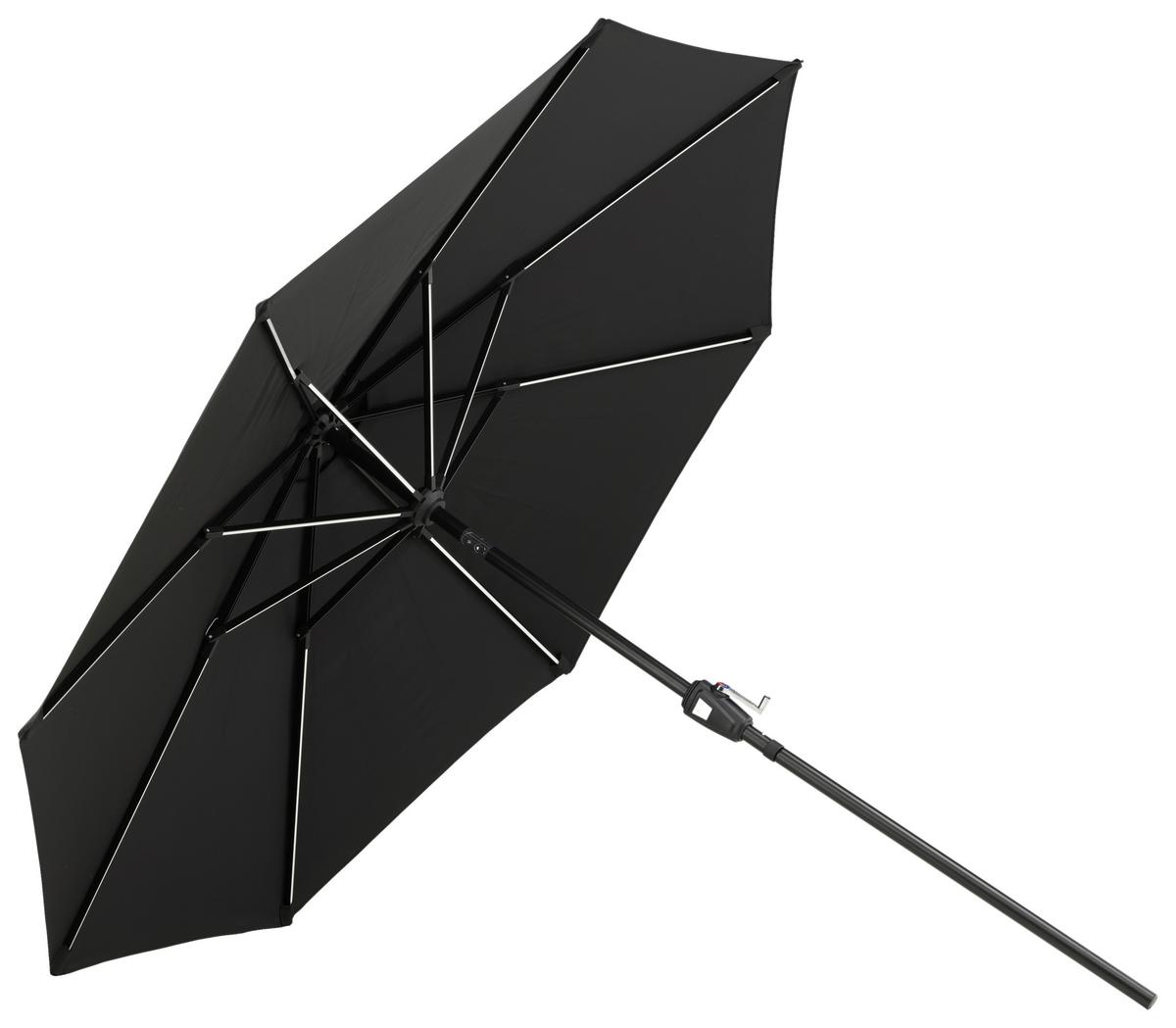 Sonnenschirm Sabal m. LED ca. 270x241 cm Schwarz Solar - Schwarz, KONVENTIONELL (270/241/270cm) - Gardenson