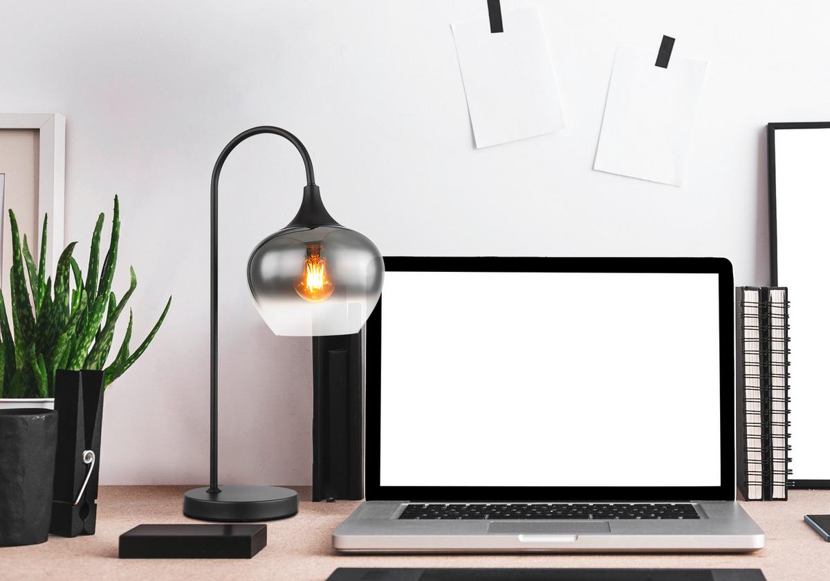 Tischleuchte Maxy in Schwarz max. 40 Watt - Schwarz, Design, Glas/Metall (27,5/18/54cm) - Globo