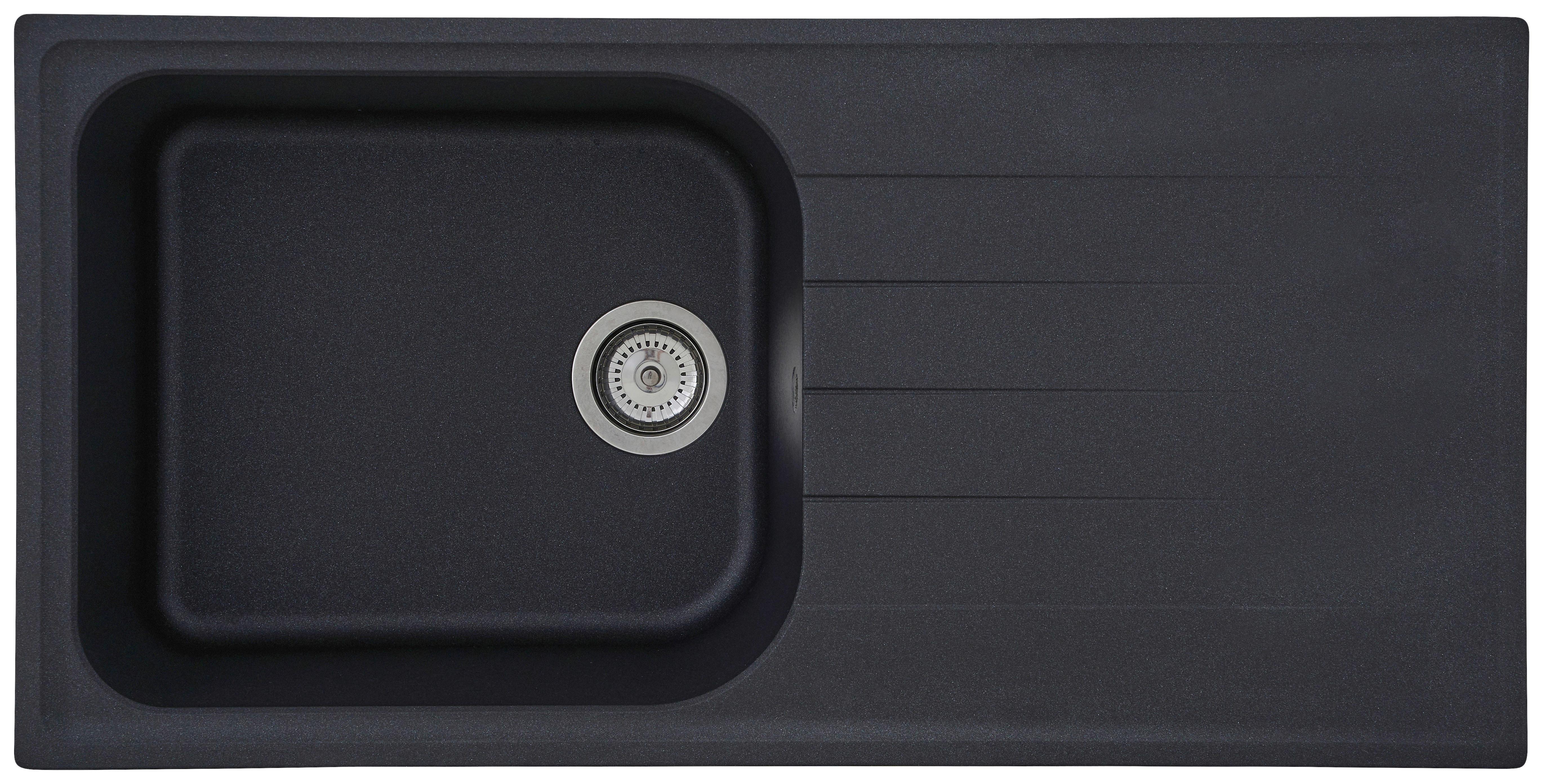 Granitspüle Orlando ca. 100x22,5x50 cm Schwarz - Schwarz, Trend, Stein (100/22,5/50cm) - Respekta