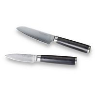 Messerset Damaszener Schwarz/Silber 2-teilig - Silberfarben/Schwarz, Basics, Holz/Metall - Echtwerk