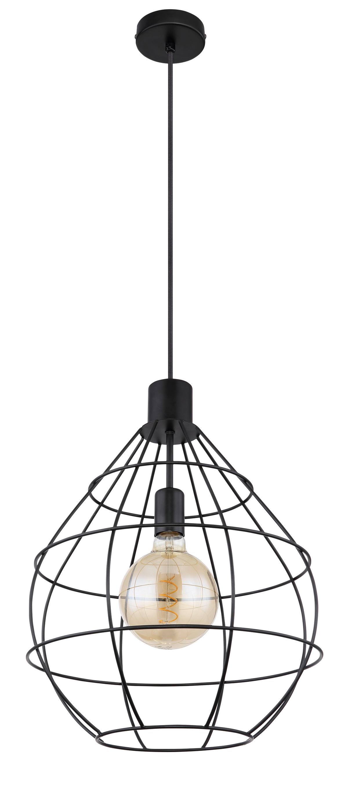 Hängeleuchte Edwin max. 60 Watt - Schwarz, Trend, Metall (37/120cm) - Globo