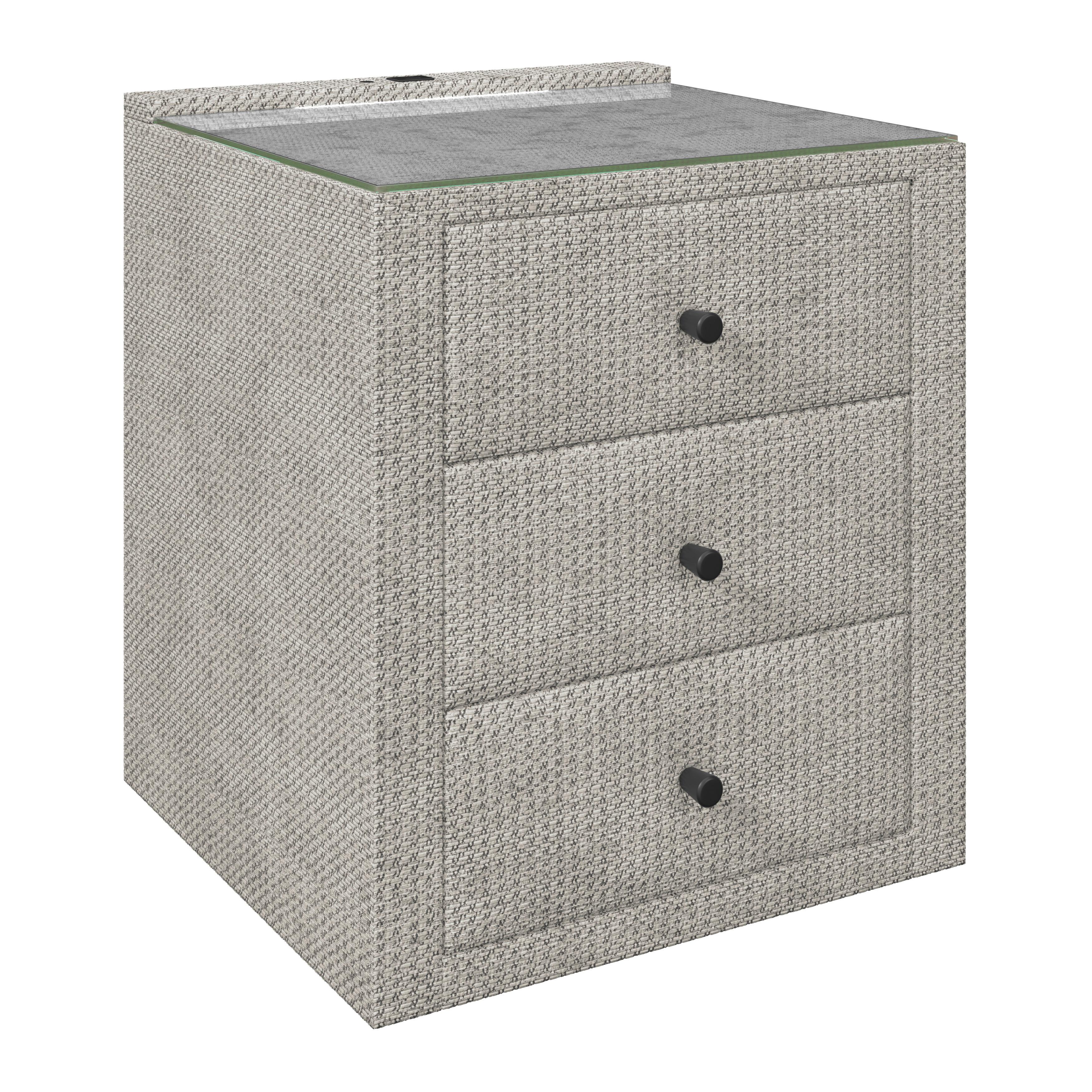 Nočna Omarica Brisbane, Ekru Barva - ekru, Trend, umetna masa/steklo (49,5/56,5/46cm) - Premium Living