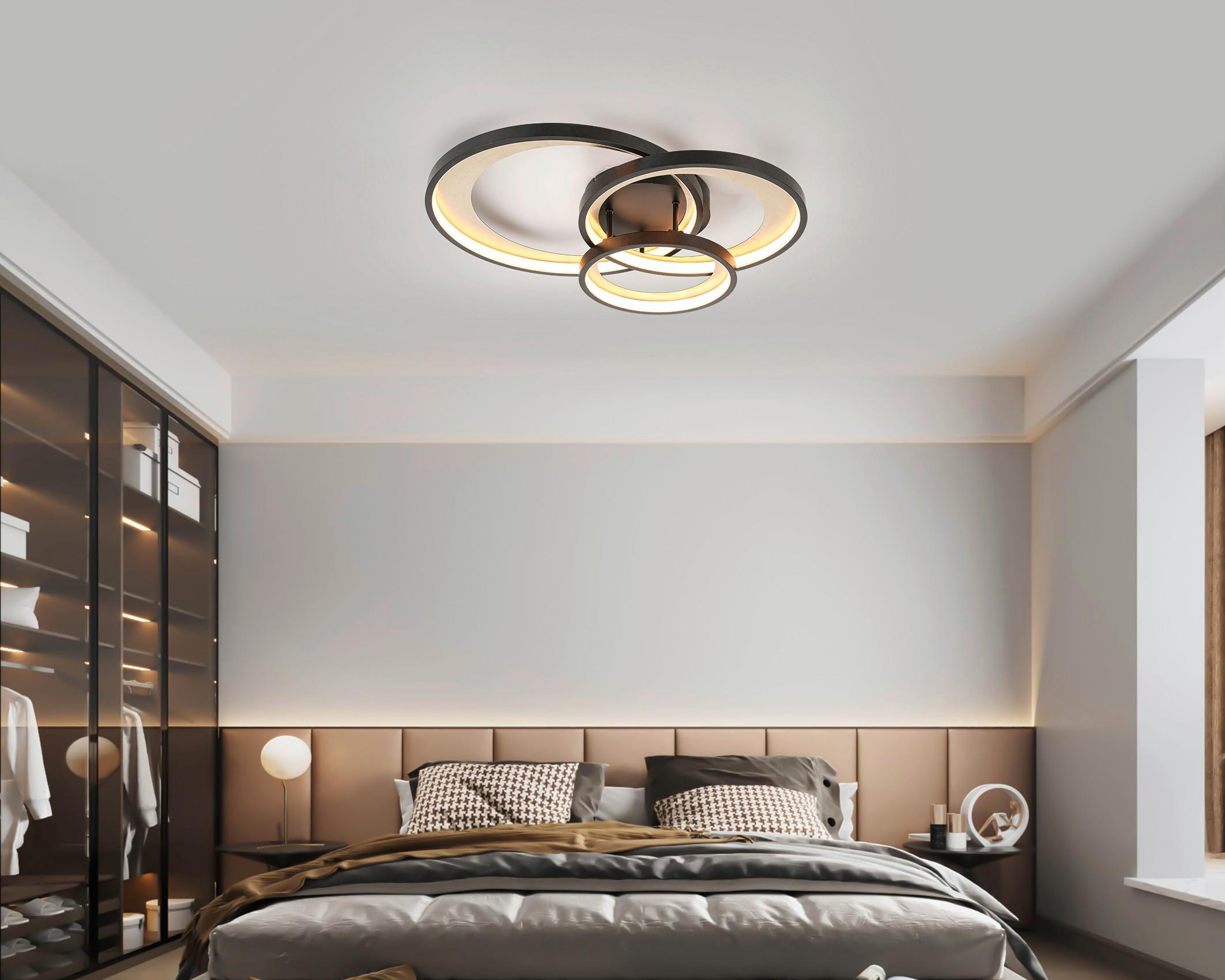 LAMPA SUFITOWA LED MATTEO *SBN*SH* - kolor mosiężny/czarny, Design, tworzywo sztuczne/metal (54,2/46,8/11cm) - Novel