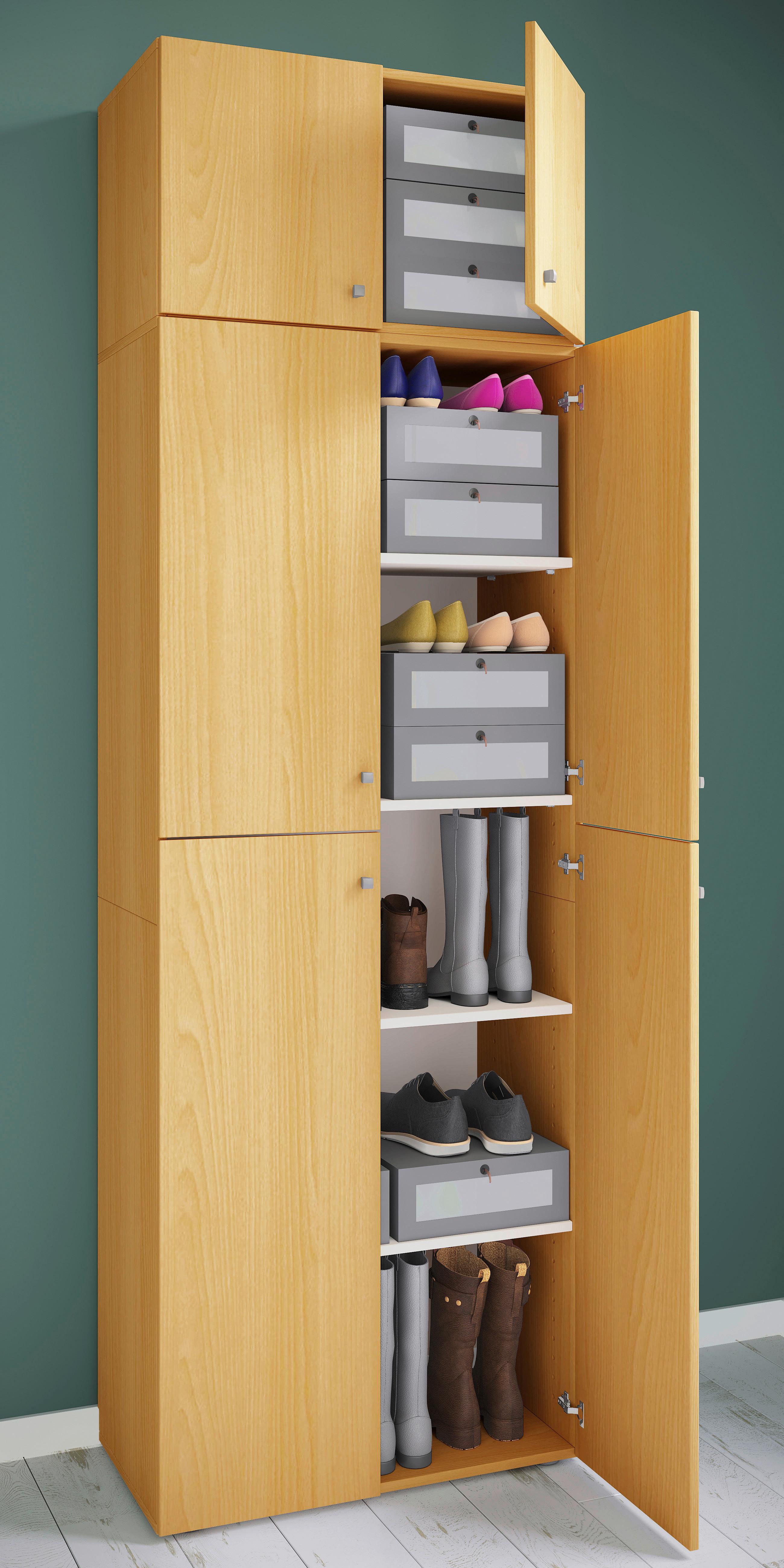 Schuhschrank Lona XXL ca.70x223x39cm Buchefarben - Buchefarben/Schwarz, KONVENTIONELL, Holzwerkstoff/Kunststoff (70/223/39cm) - MID.YOU